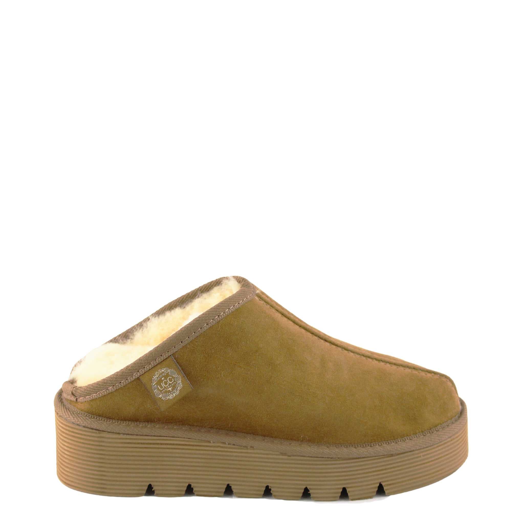 UGG Australia Platform Bobi Chestnut Side Twinface Sheepskin Australian Made UGG Slipper