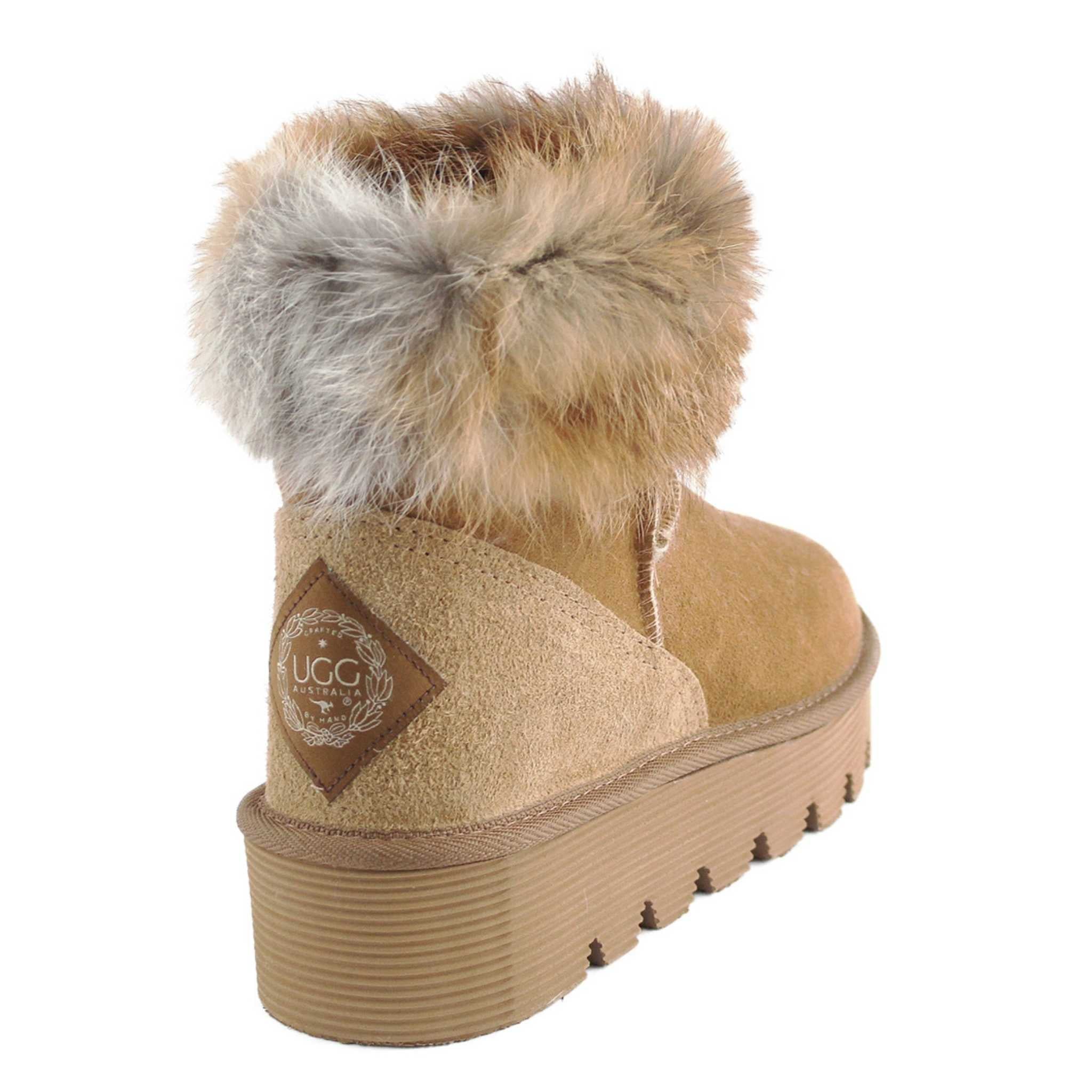 UGG Australia Platform Fox Mini Chestnut Back Twinface Sheepskin Australian Made UGG Boot