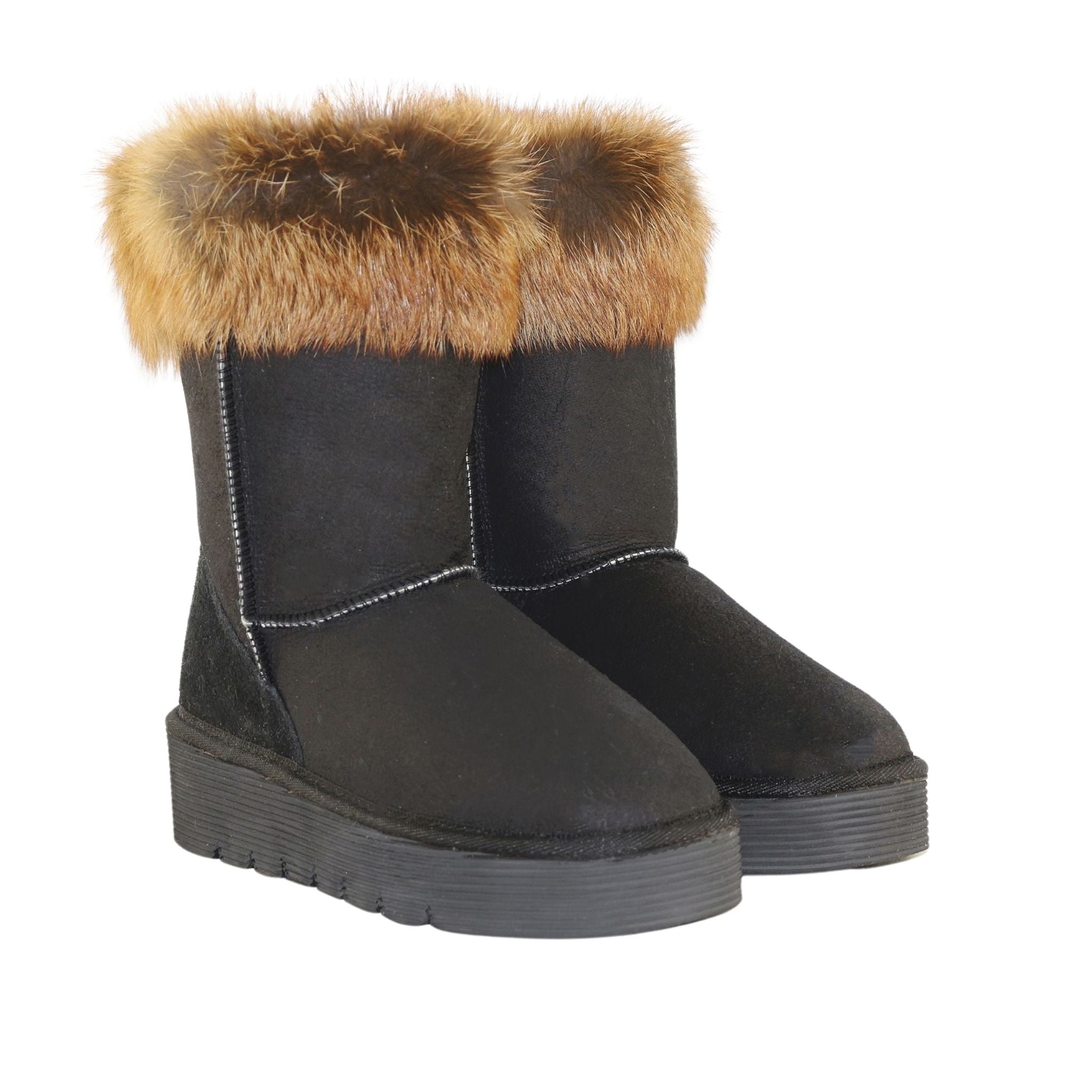 UGG Australia Platform Fox Short Black Pairs Front Womens Australian Made Sheepskin UGG Boot