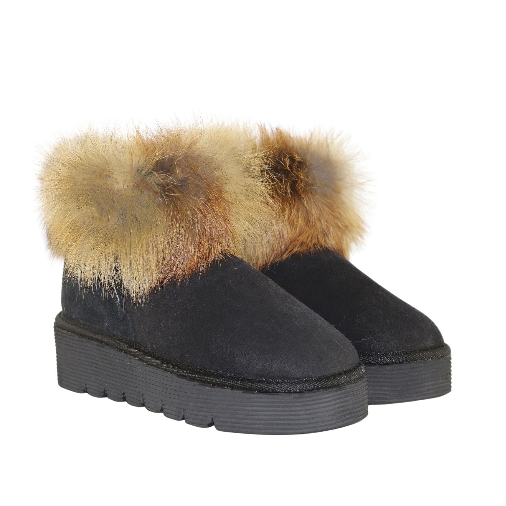 UGG Australia Platform Fox Ultra Black Pairs Front Womens Australian Made Sheepskin UGG Boot