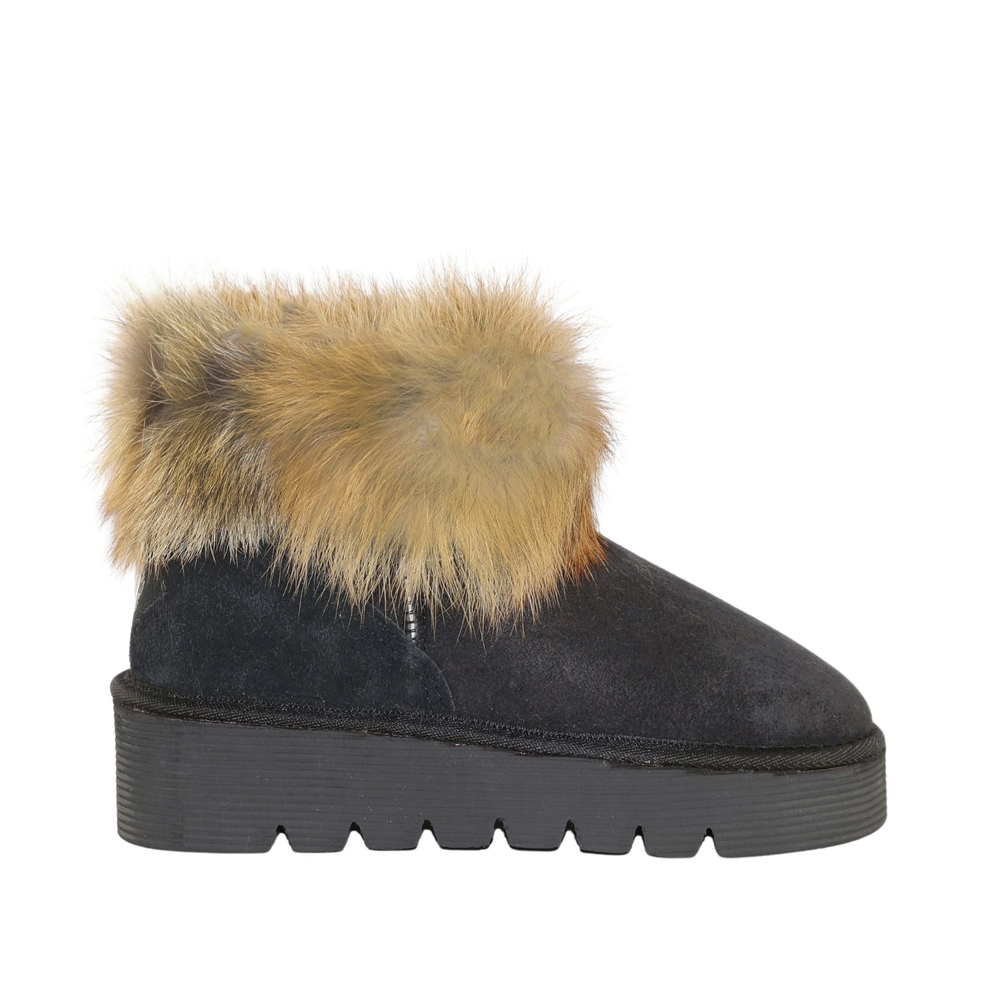 UGG Australia Platform Fox Ultra Black Side Womens Australian Made Sheepskin UGG Boot