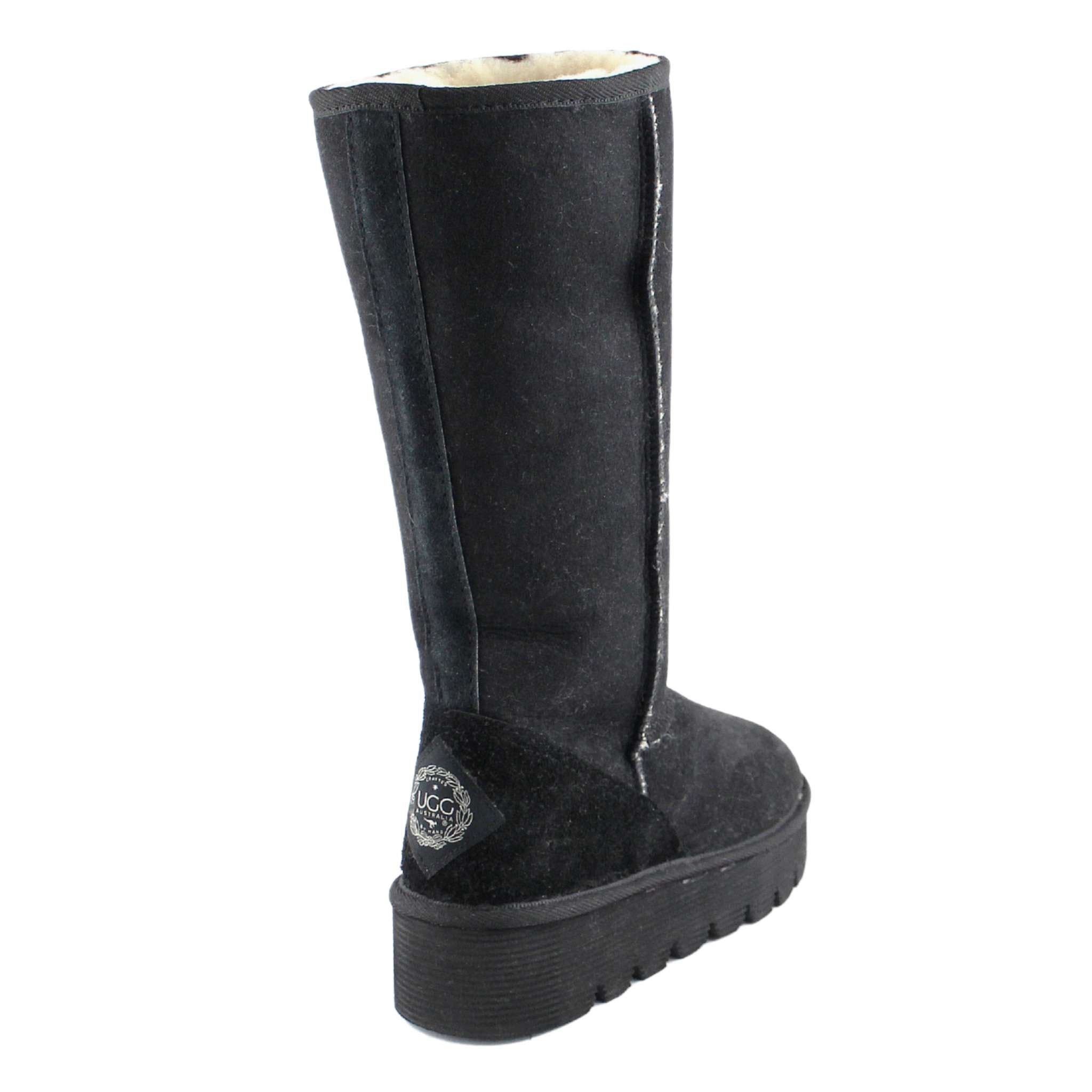 UGG Australia Platform Long Black Back Twinface Sheepskin Australian Made UGG Boot