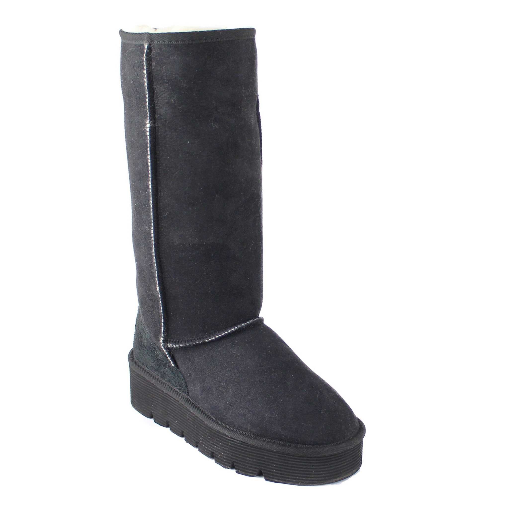 UGG Australia Platform Long Black Front Twinface Sheepskin Australian Made UGG Boot