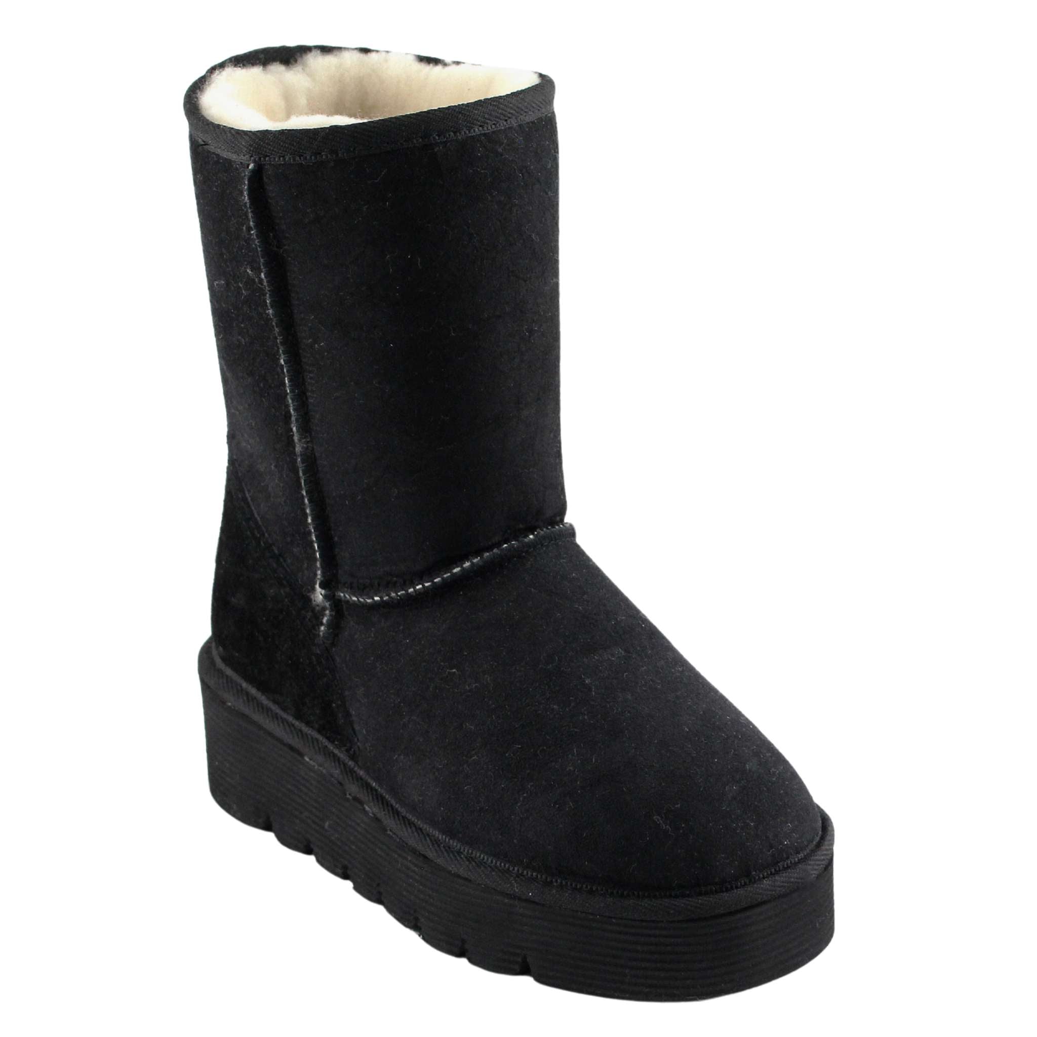 UGG Australia Platform Short Black Front Twinface Sheepskin Australian Made UGG Boot