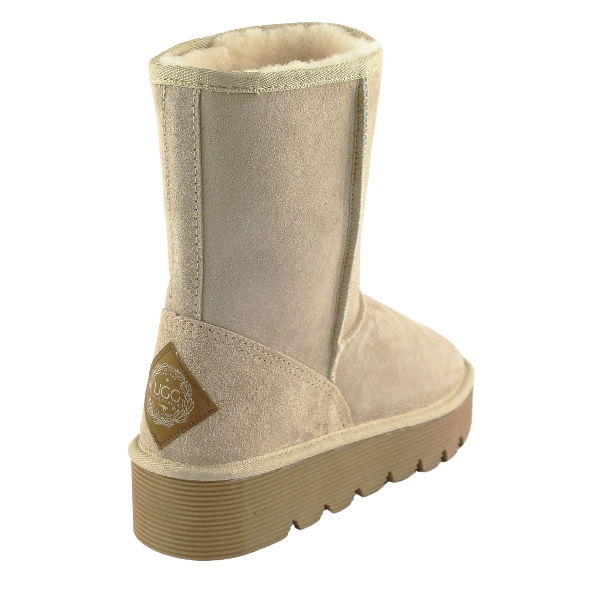 UGG Australia Platform Short Sand Back Twinface Sheepskin Australian Made UGG Boot