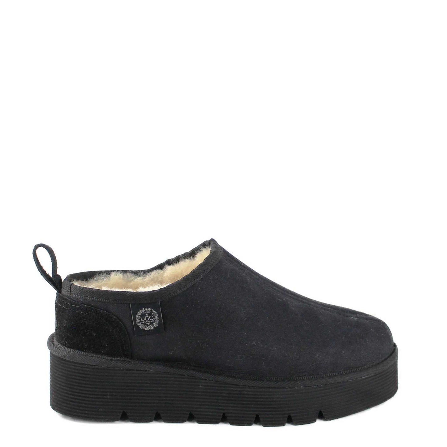 UGG Australia Platform Tasman Black Side Twinface Sheepskin Australian Made UGG Boot