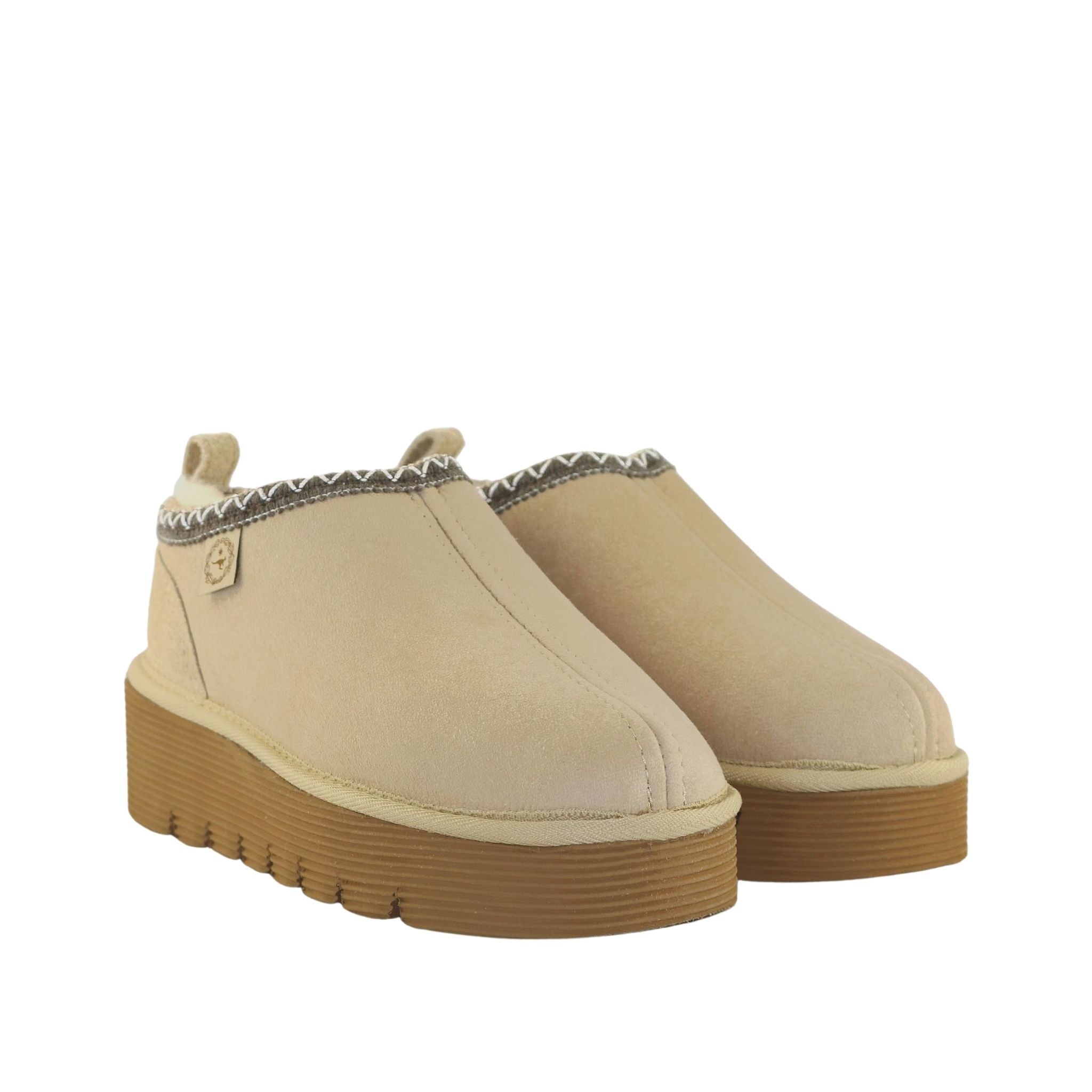 UGG Australia Platform Tasman Tazz Sand Chocolate Pairs Front Womens Australian Made Sheepskin UGG Boot