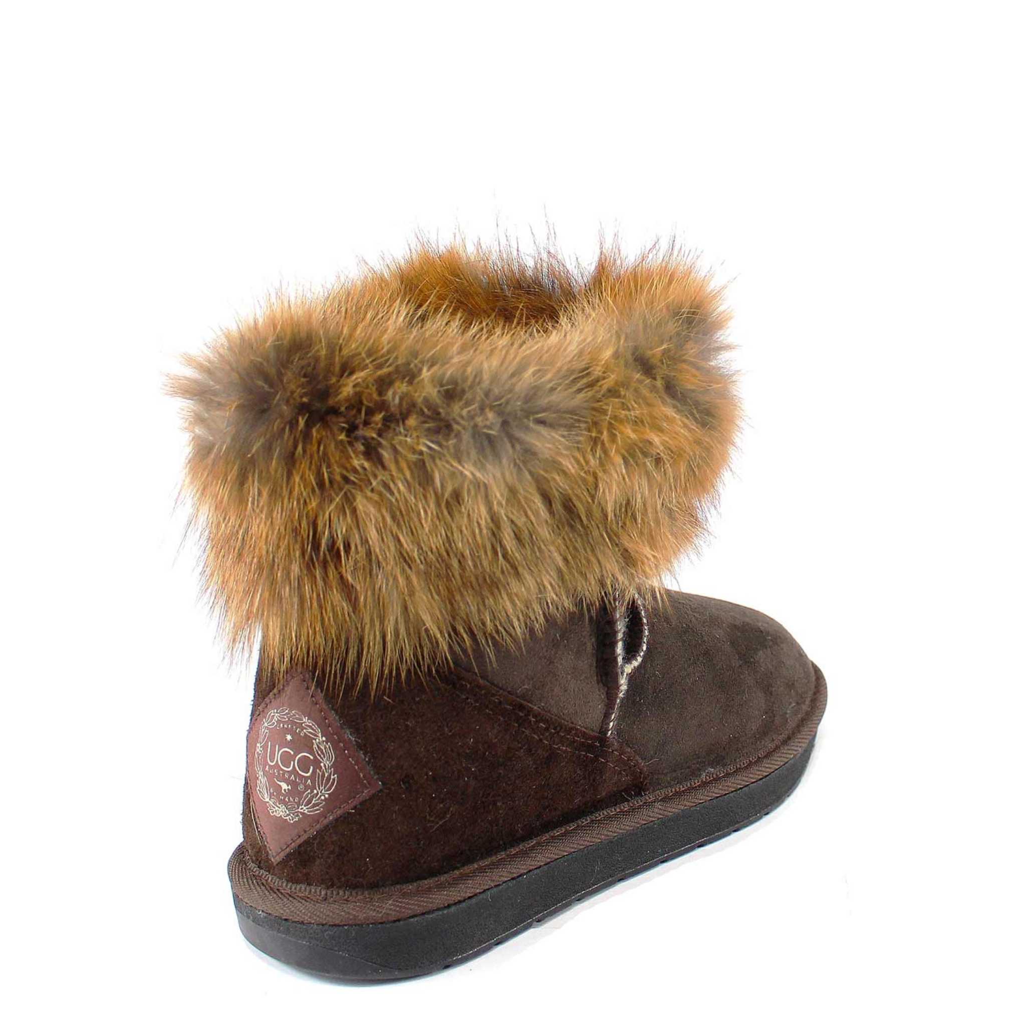 UGG Australia Premium Fox Mini Chocolate Back Twinface Sheepskin Australian Made UGG Boot