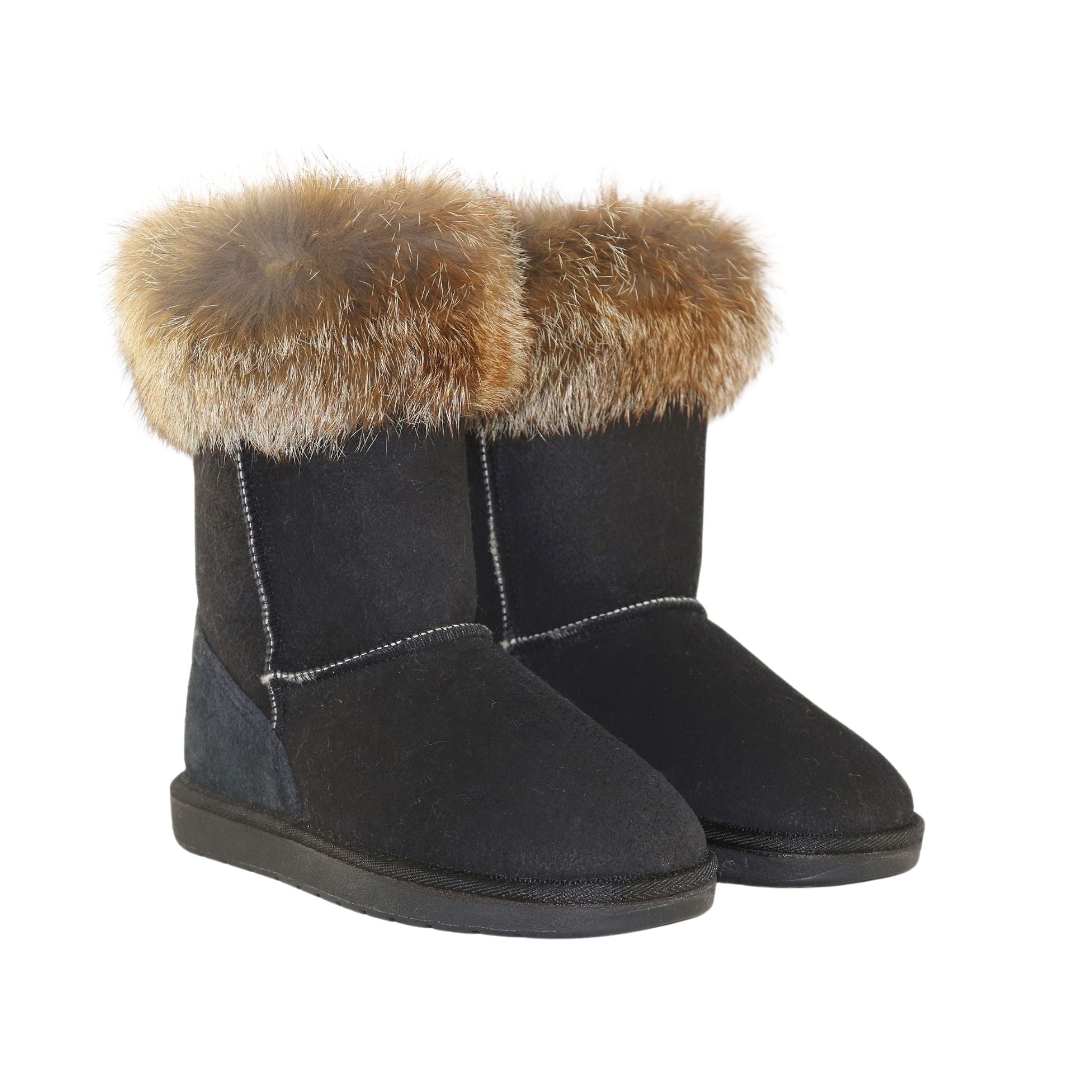 UGG Australia Premium Fox Short Black Red Pairs Front Womens Australian Made Sheepskin UGG Boot