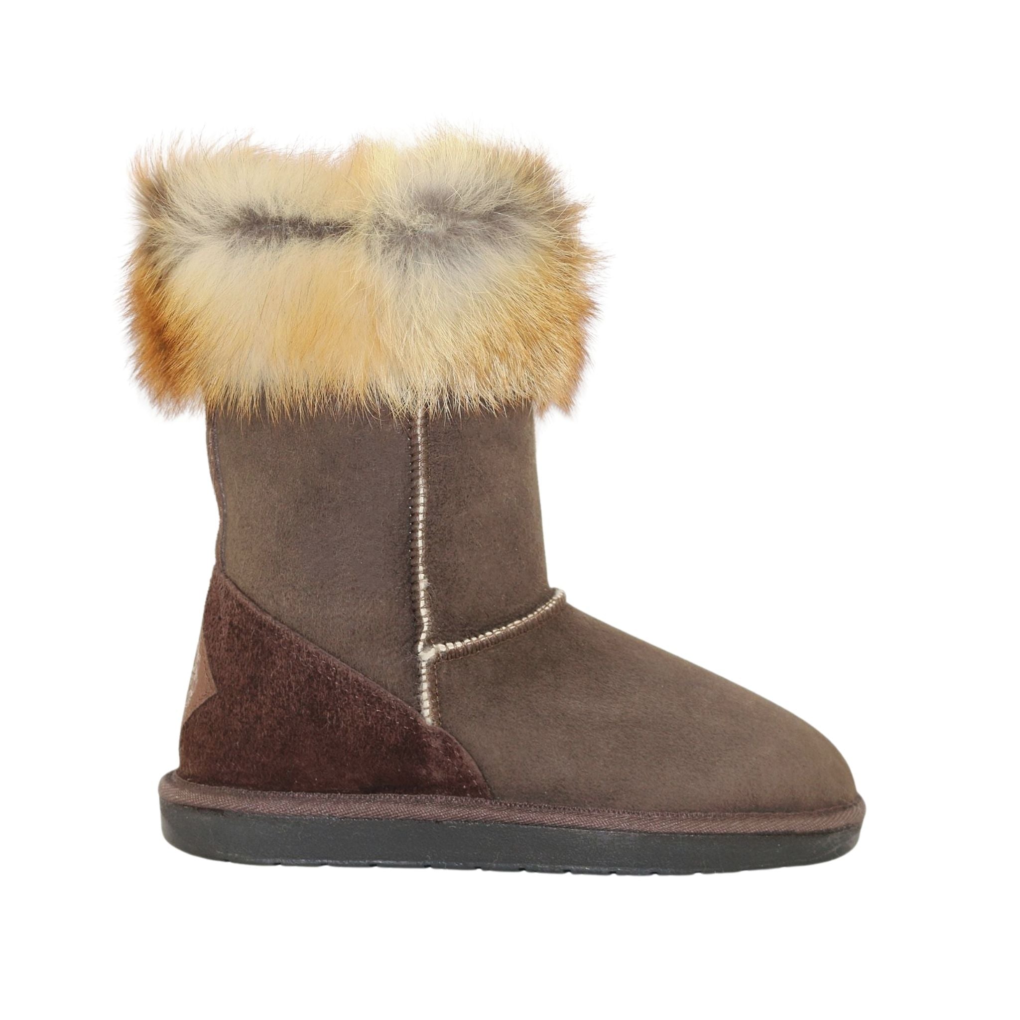 UGG Australia Premium Fox Short Chocolate Side Womens Australian Made Sheepskin UGG Boot