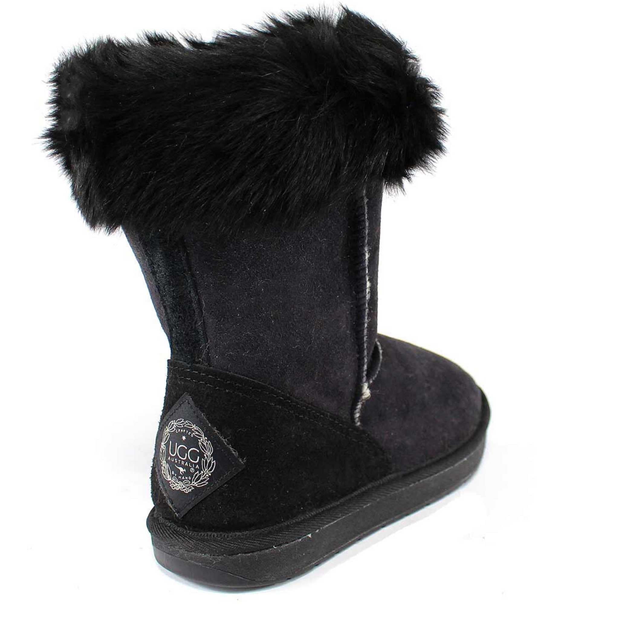 UGG Australia Premium Lux Short Black Back Twinface Sheepskin Australian Made UGG Boot