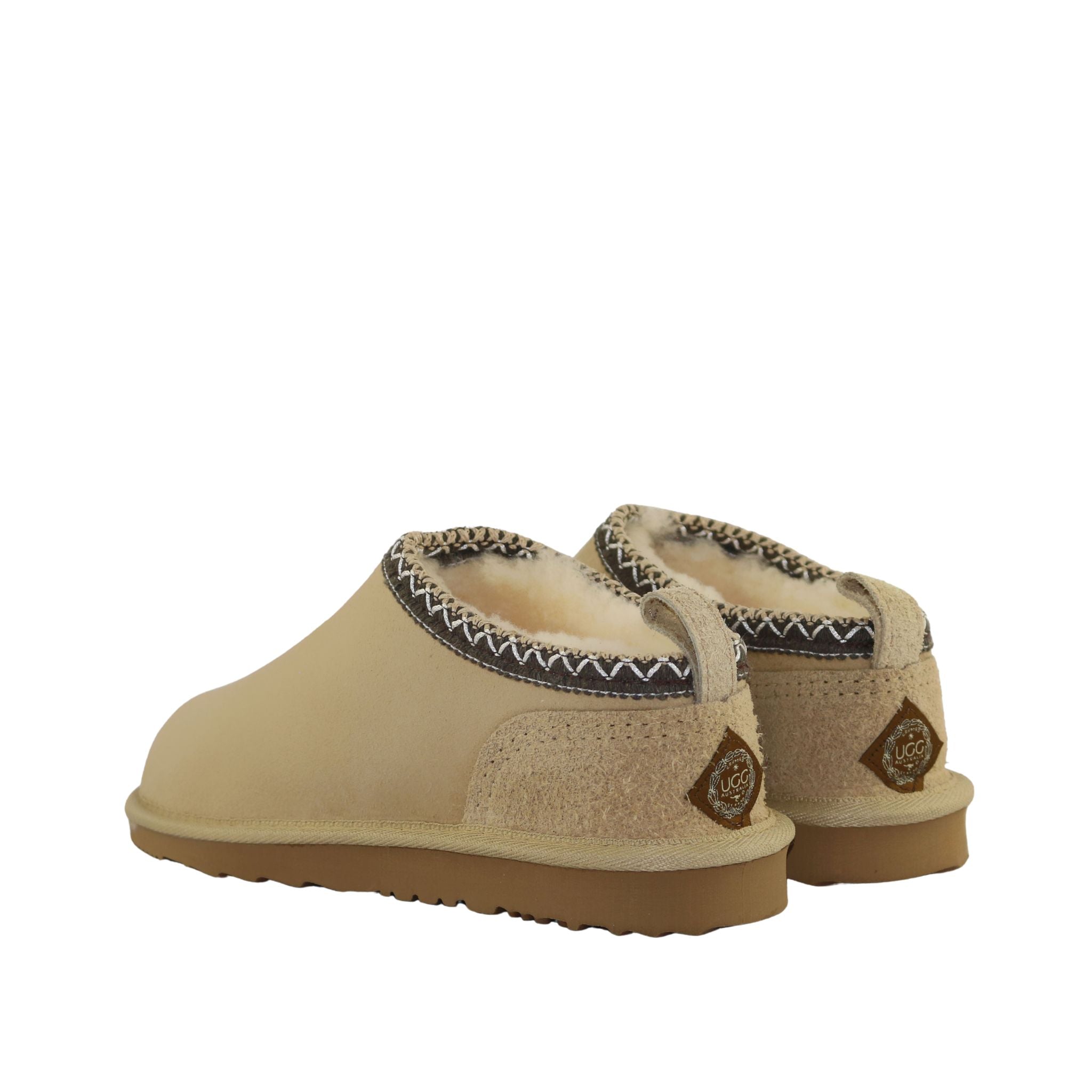 UGG Australia Classic Tasman Tazz Sand Chocolate Pairs Back Womens Australian Made Sheepskin UGG Slipper