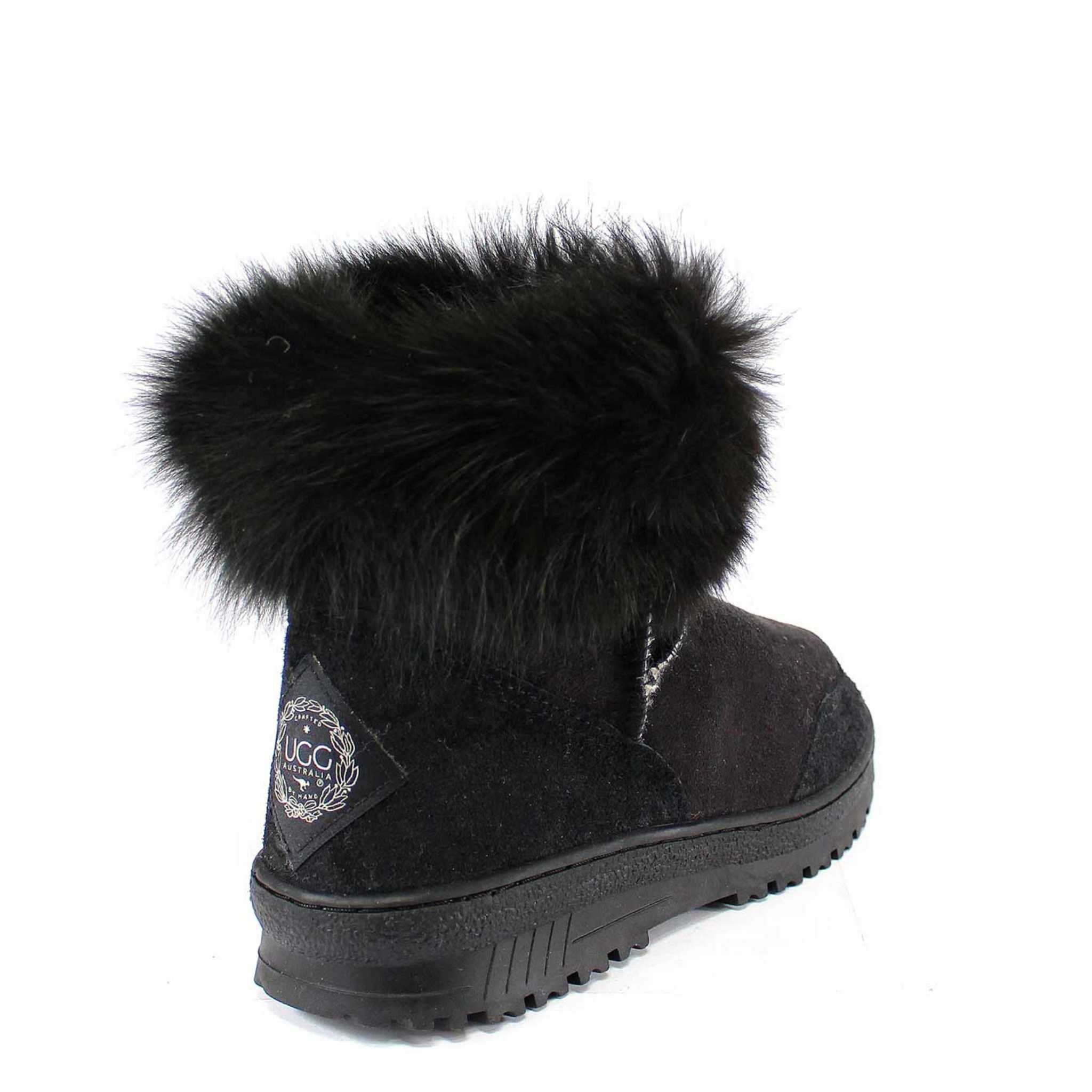 UGG Australia Luxury Bondi Fox Mini Black Back Twinface Sheepskin Australian Made UGG Boot