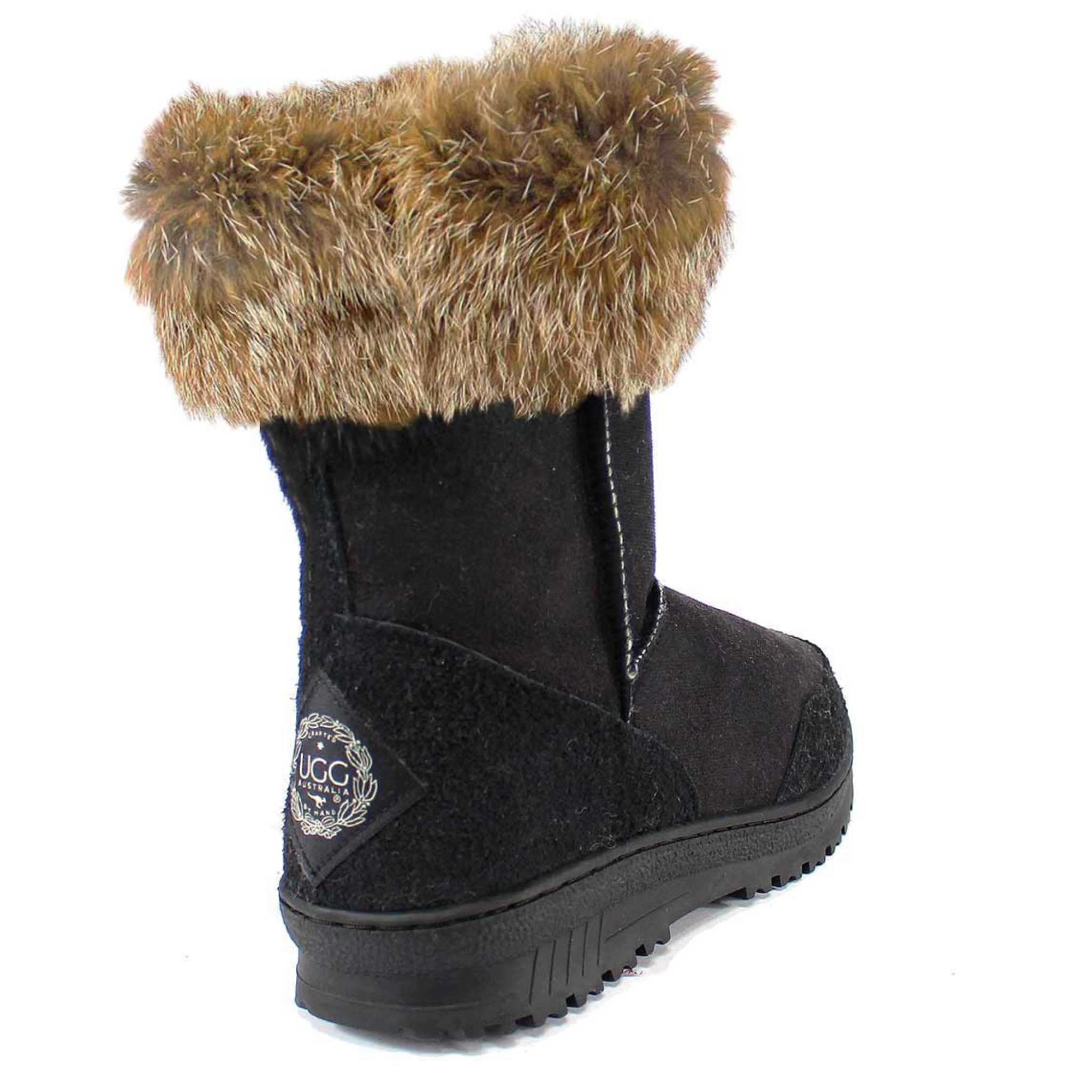 UGG Australia Luxury Bondi Fox Short Black & Red Back Twinface Sheepskin Australian Made UGG Boot