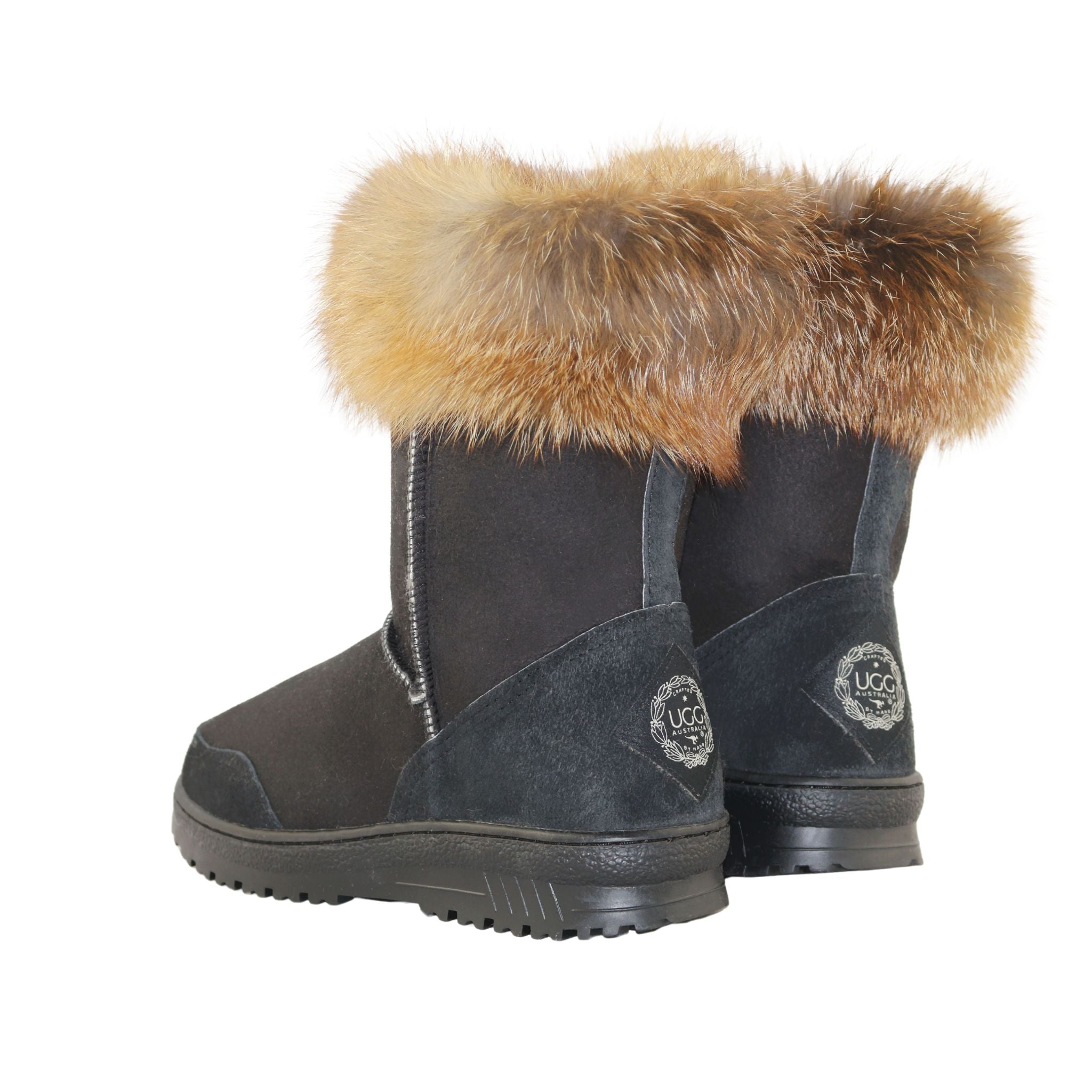UGG Australia Luxury Bondi Fox Short Black Red Pairs Back Womens Australian Made Sheepskin UGG Boot