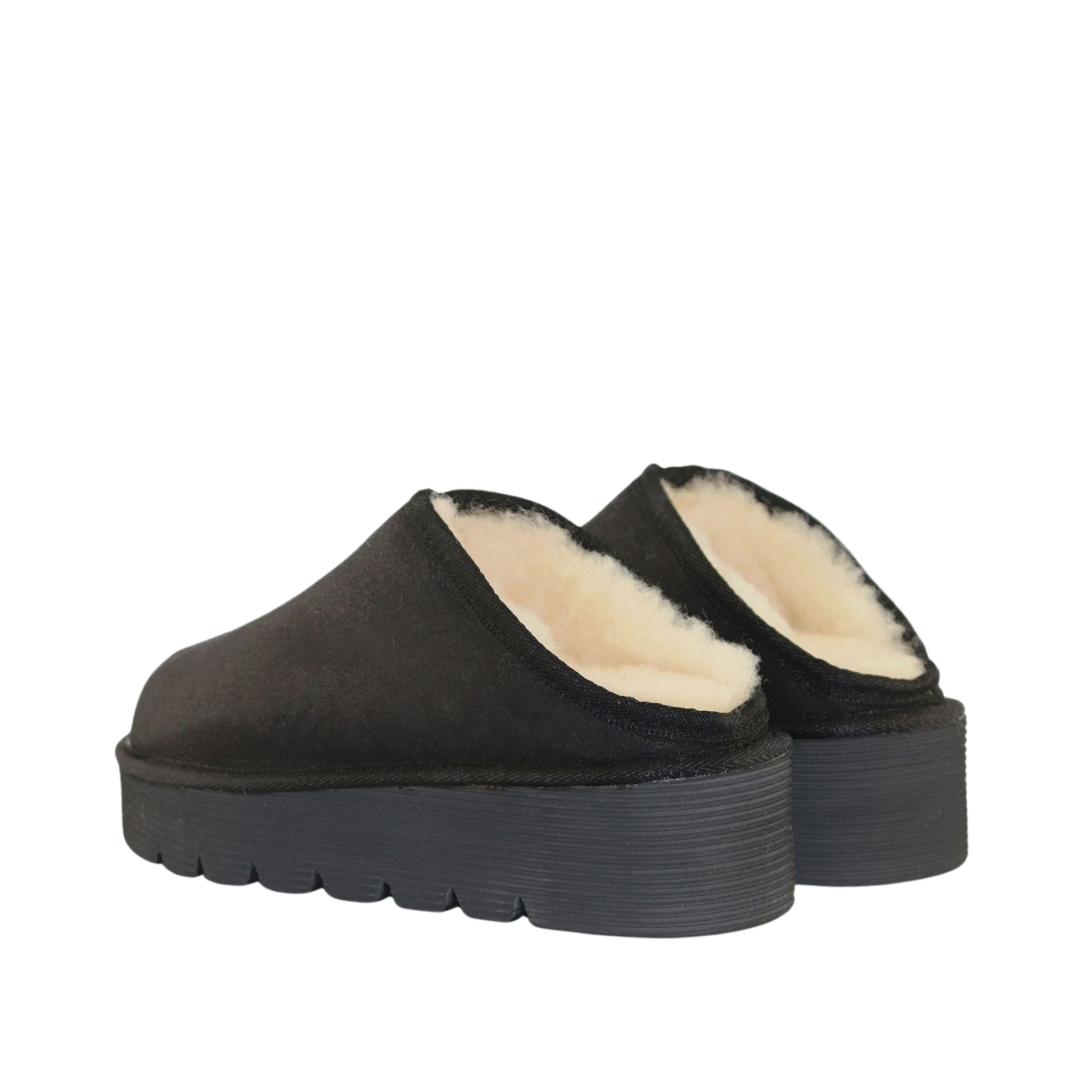 UGG Australia Platform Bobi Black Pairs Back Womens Australian Made Sheepskin UGG Slipper