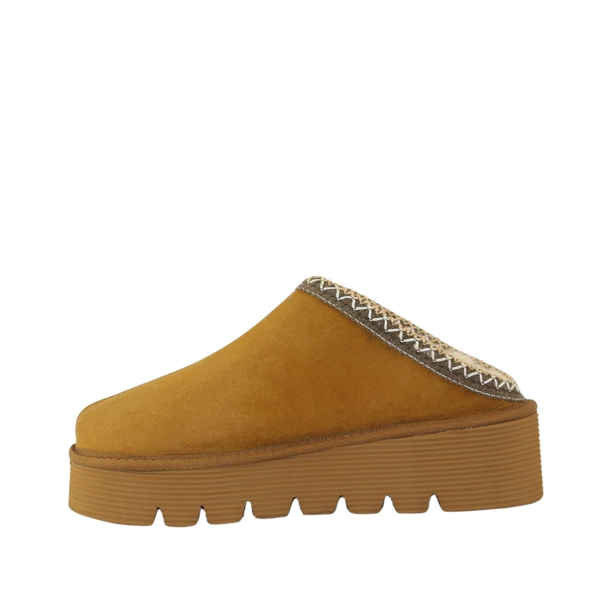 UGG Australia Platform Bobi Tazz Chestnut Chocolate Side Inner Womens Australian Made Sheepskin UGG Slipper
