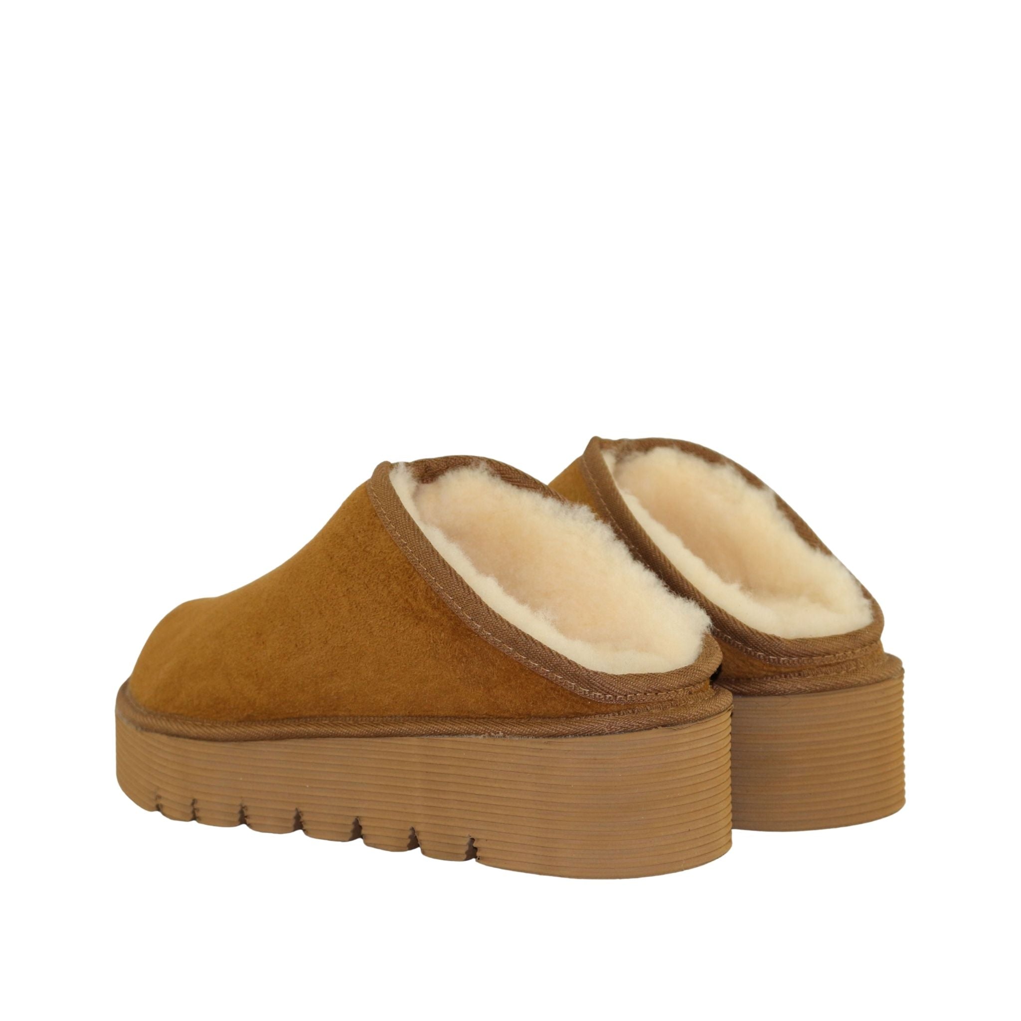 UGG Australia Platform Bobi Chestnut Pairs Back Womens Australian Made Sheepskin UGG Slipper