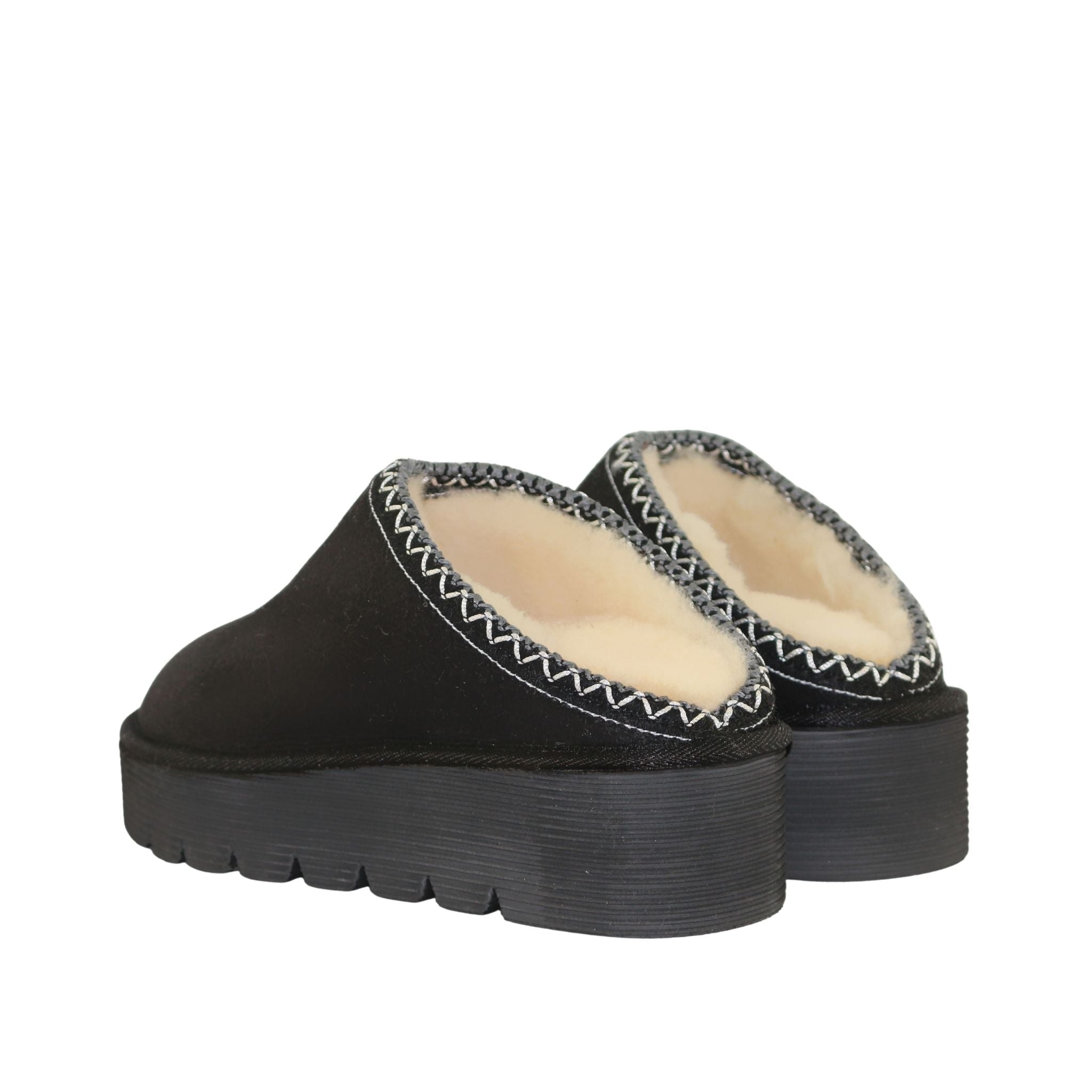 UGG Australia Platform Bobi Tazz Black Black Pairs Back Womens Australian Made Sheepskin UGG Slipper