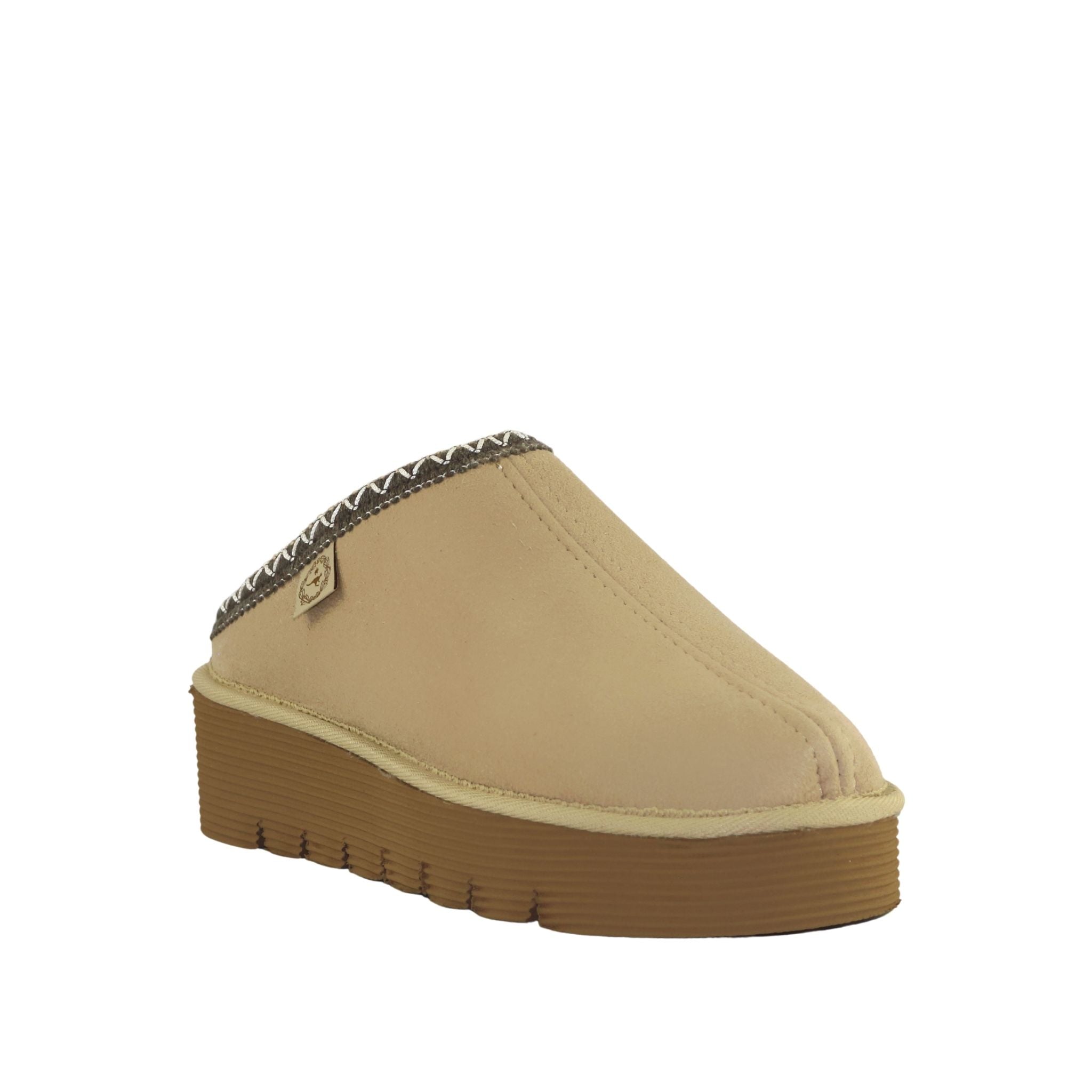 UGG Australia Platform Bobi Tazz Sand Chocolate Front 120 Womens Australian Made Sheepskin UGG Slipper
