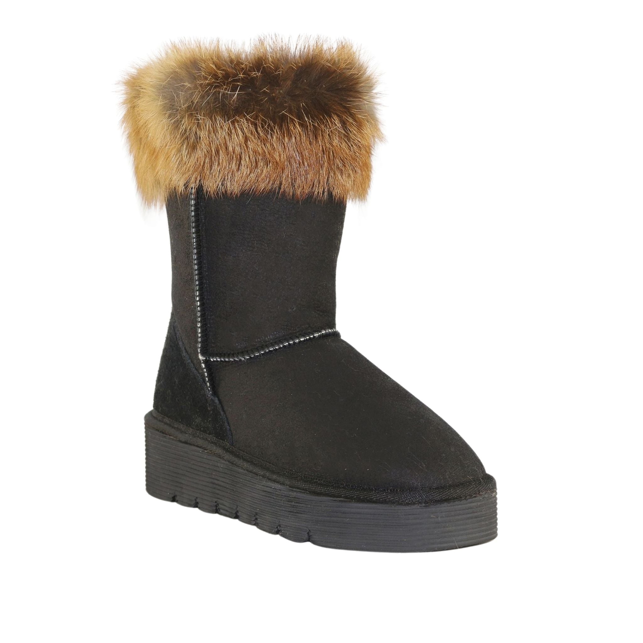UGG Australia Platform Fox Short Black Front 120 Womens Australian Made Sheepskin UGG Boot