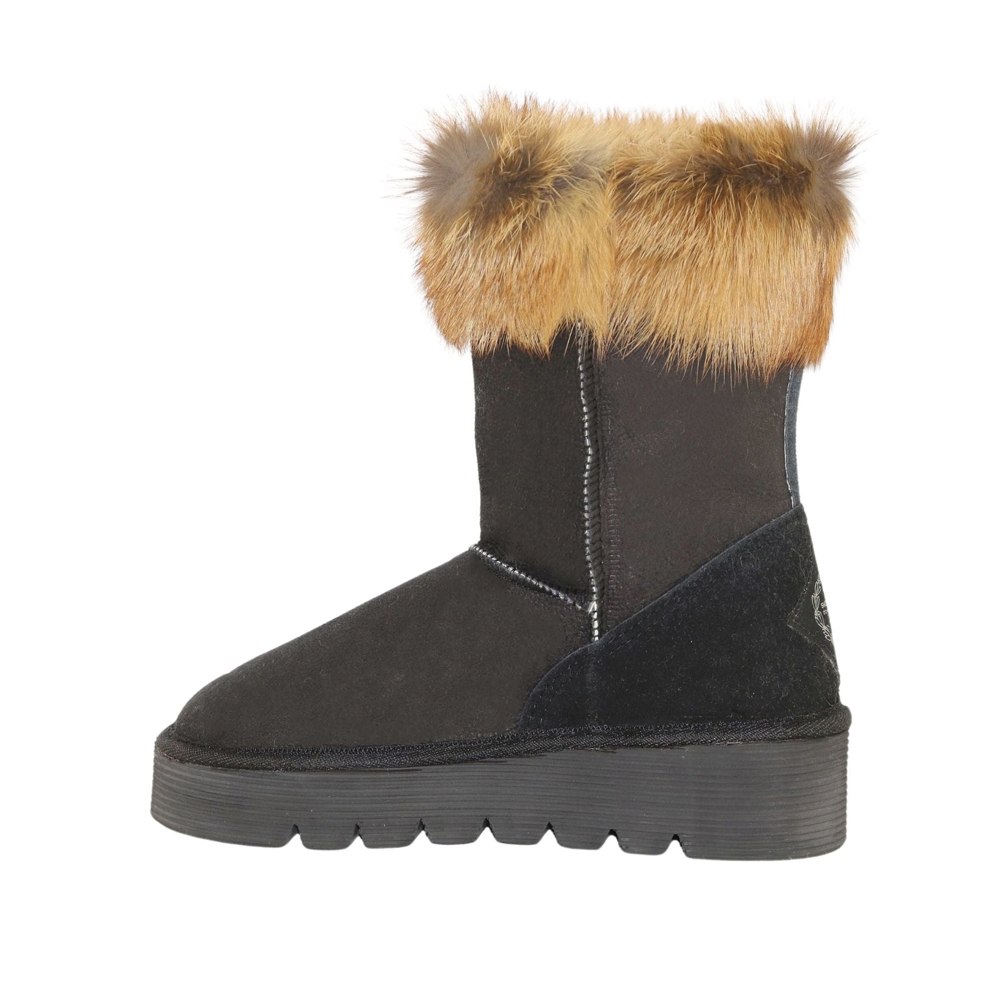 UGG Australia Platform Fox Short Black Side Inner Womens Australian Made Sheepskin UGG Boot