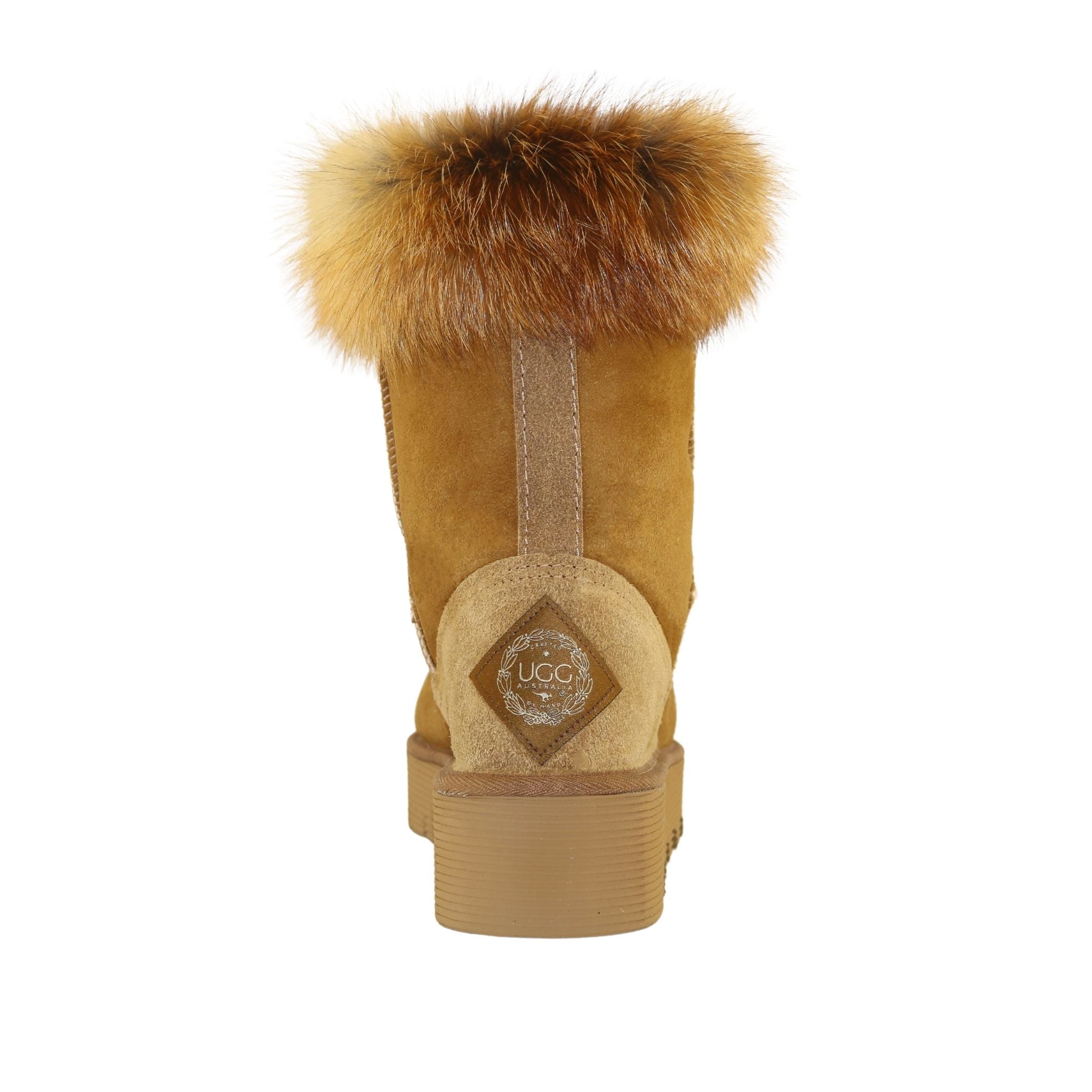 UGG Australia Platform Fox Short Chestnut Back Womens Australian Made Sheepskin UGG Boot