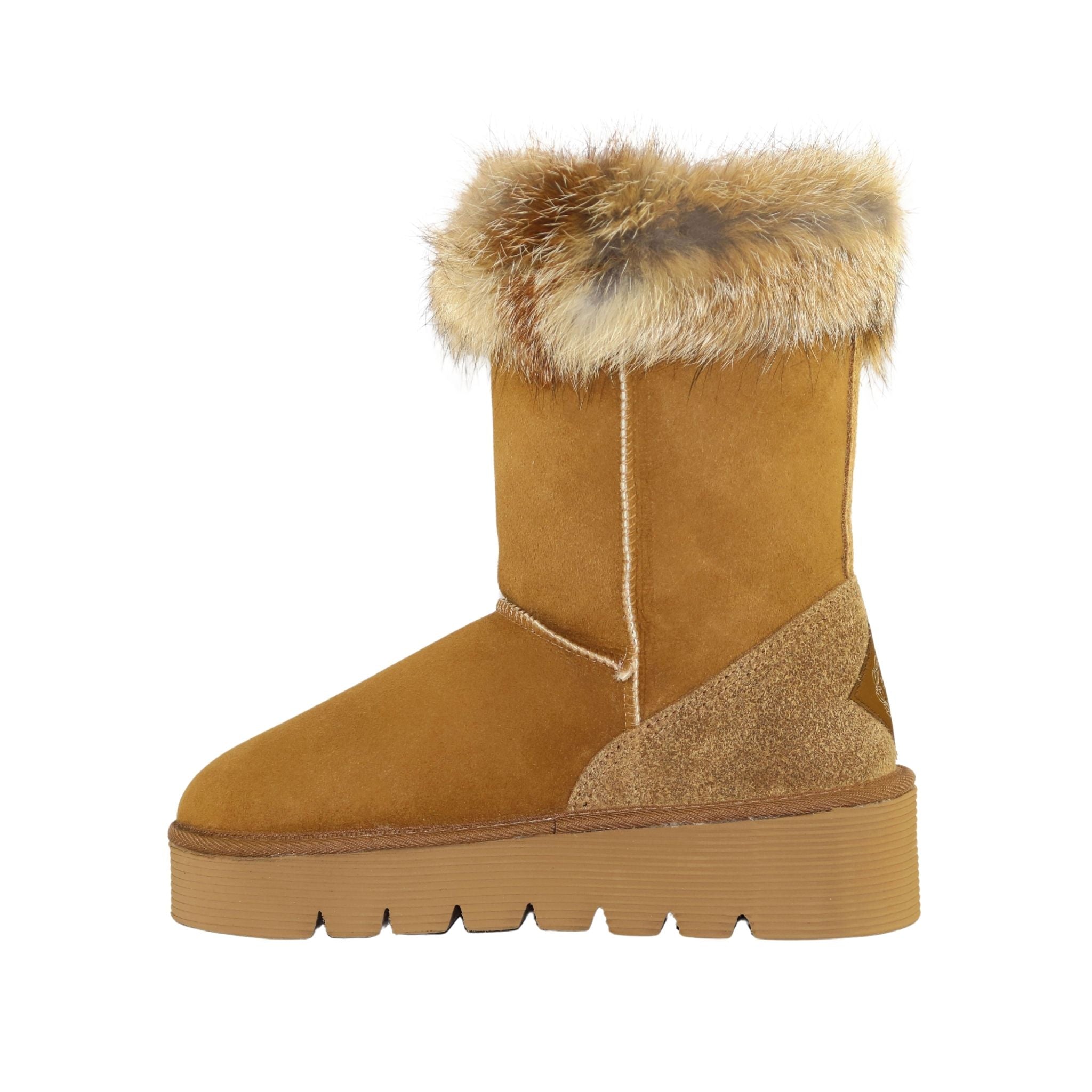 UGG Australia Platform Fox Short Chestnut Side Inner Womens Australian Made Sheepskin UGG Boot