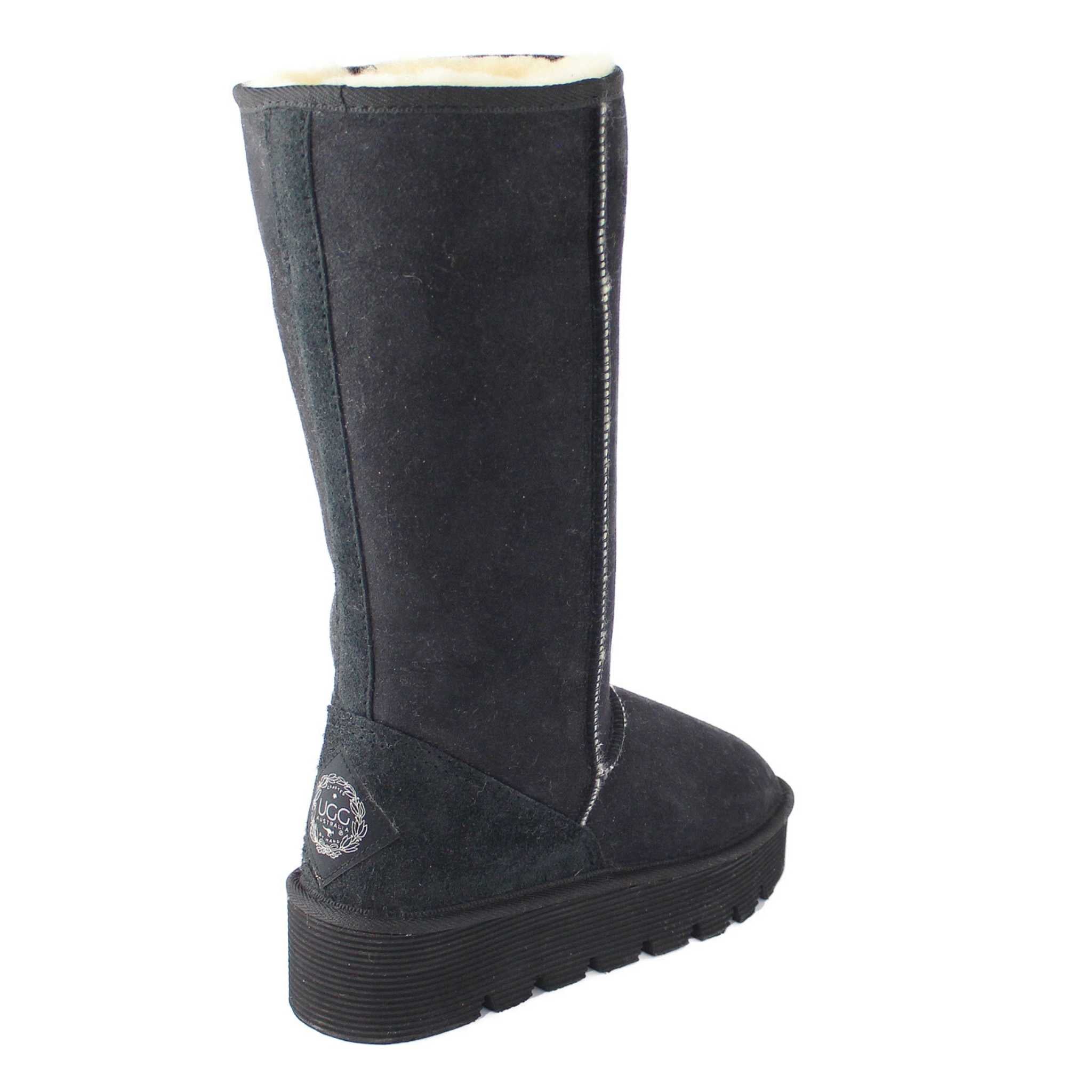 UGG Australia Platform Long Black Back Twinface Sheepskin Australian Made UGG Boot