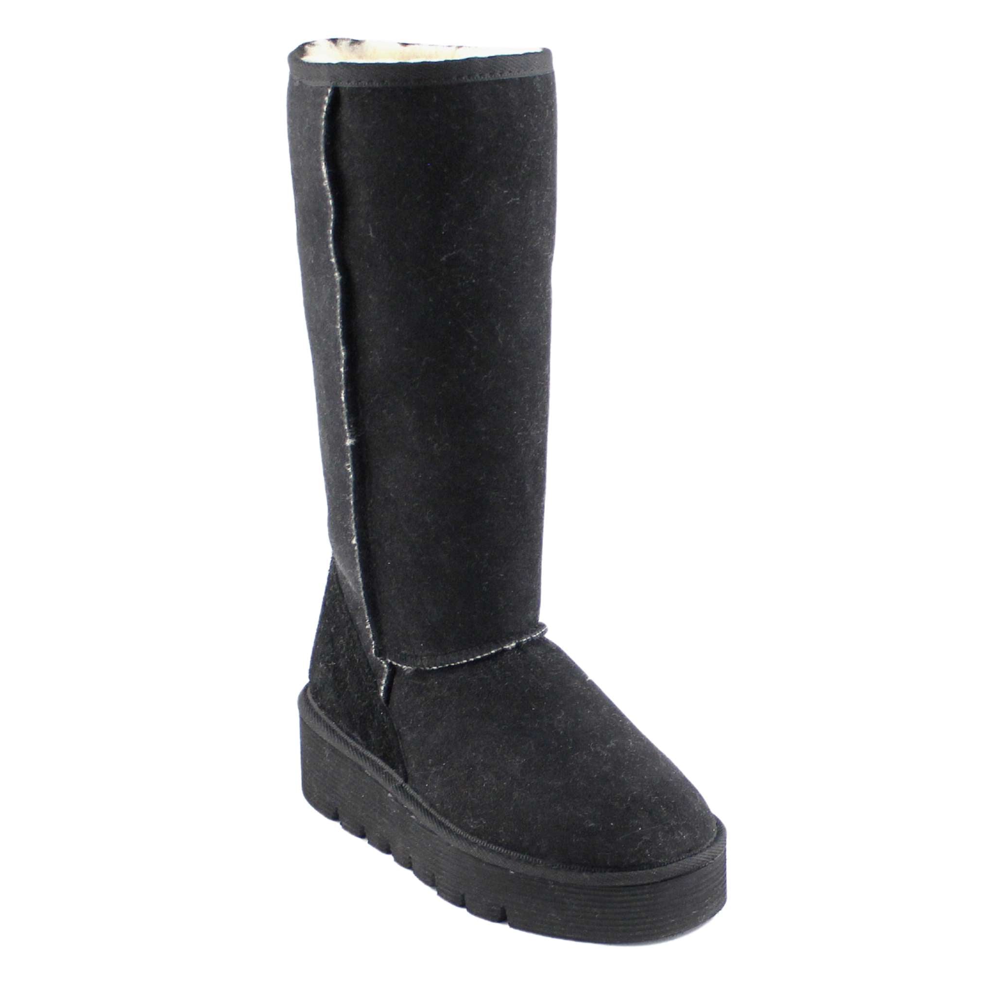UGG Australia Platform Long Black Front Twinface Sheepskin Australian Made UGG Boot