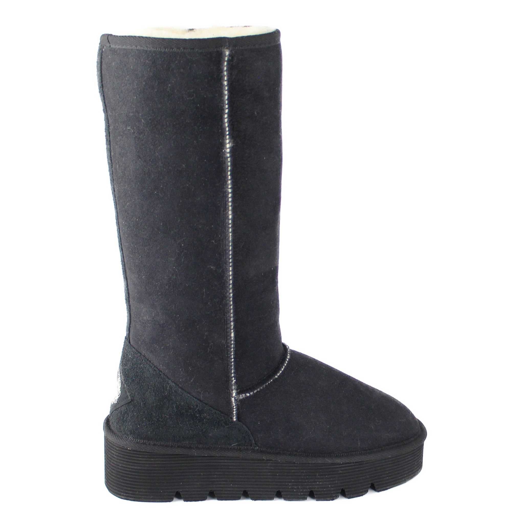 UGG Australia Platform Long Black Side Twinface Sheepskin Australian Made UGG Boot