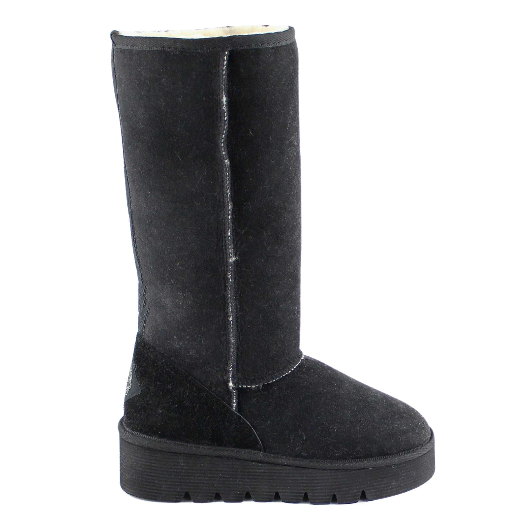 UGG Australia Platform Long Black Side Twinface Sheepskin Australian Made UGG Boot