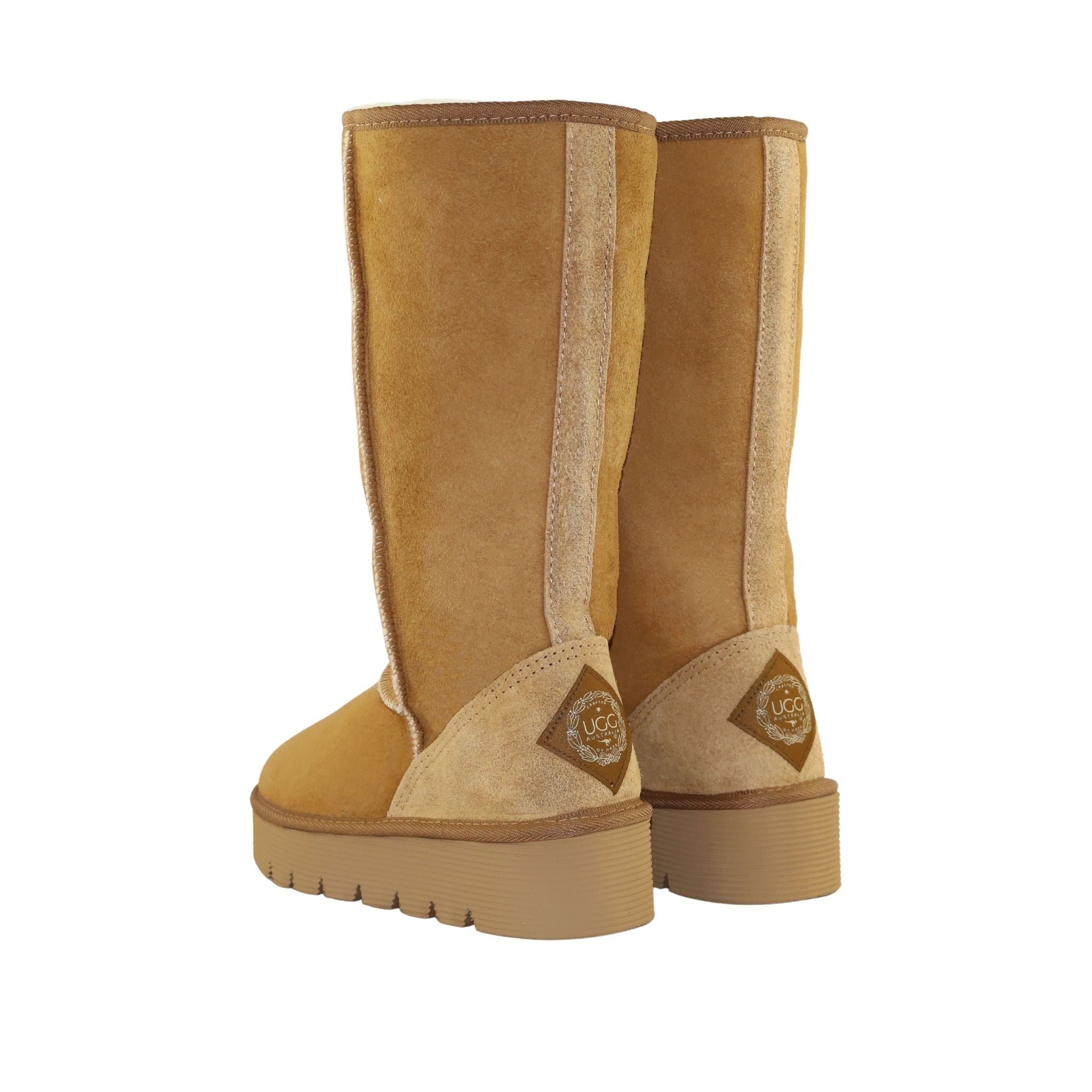 UGG Australia Platform Long Chestnut Pairs Back Womens Australian Made Sheepskin UGG Boot