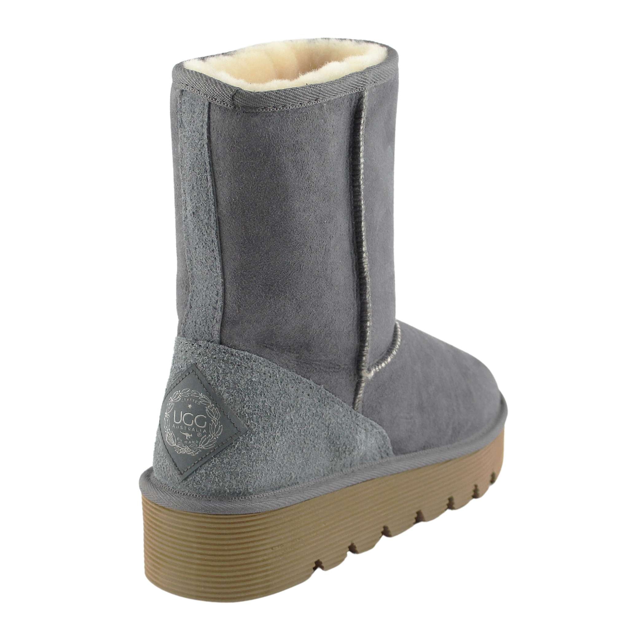 UGG Australia Platform Short Grey Back Twinface Sheepskin Australian Made UGG Boot