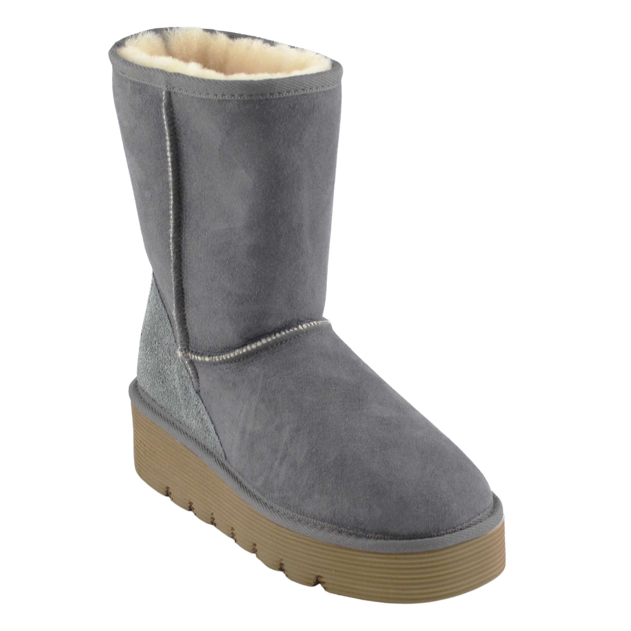 UGG Australia Platform Short Grey Front Twinface Sheepskin Australian Made UGG Boot