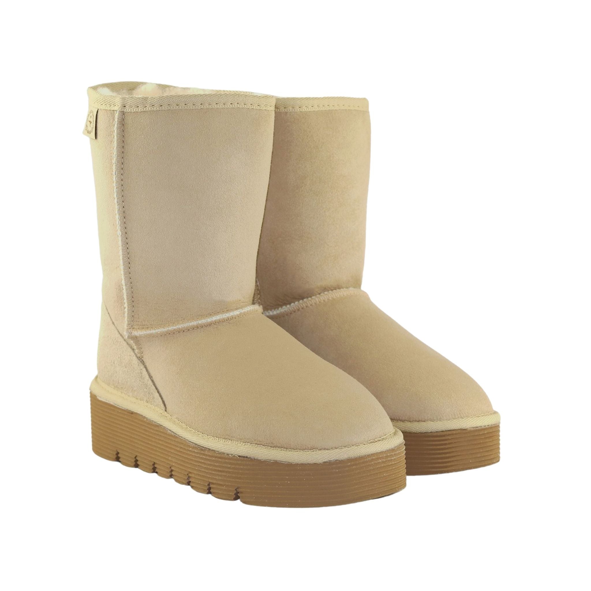UGG Australia Platform Short Sand Pairs Front Womens Australian Made Sheepskin UGG Boot