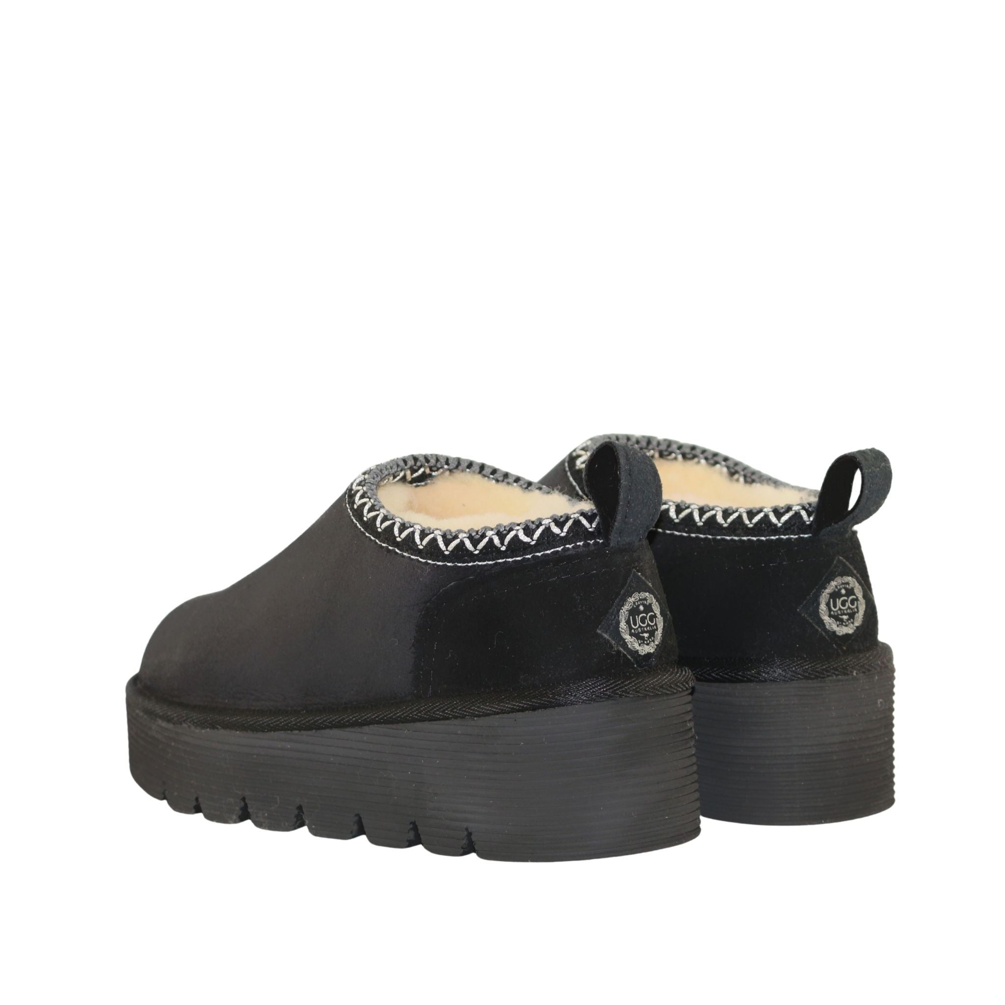 UGG Australia Platform Tasman Tazz Black Black Pairs Back Womens Australian Made Sheepskin UGG Slipper