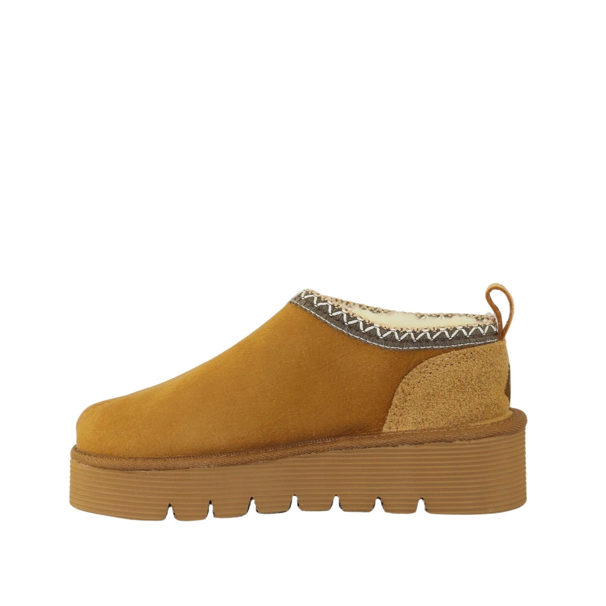 UGG Australia Platform Tasman Tazz Chestnut Chocolate Side Inner Womens Australian Made Sheepskin UGG Slipper