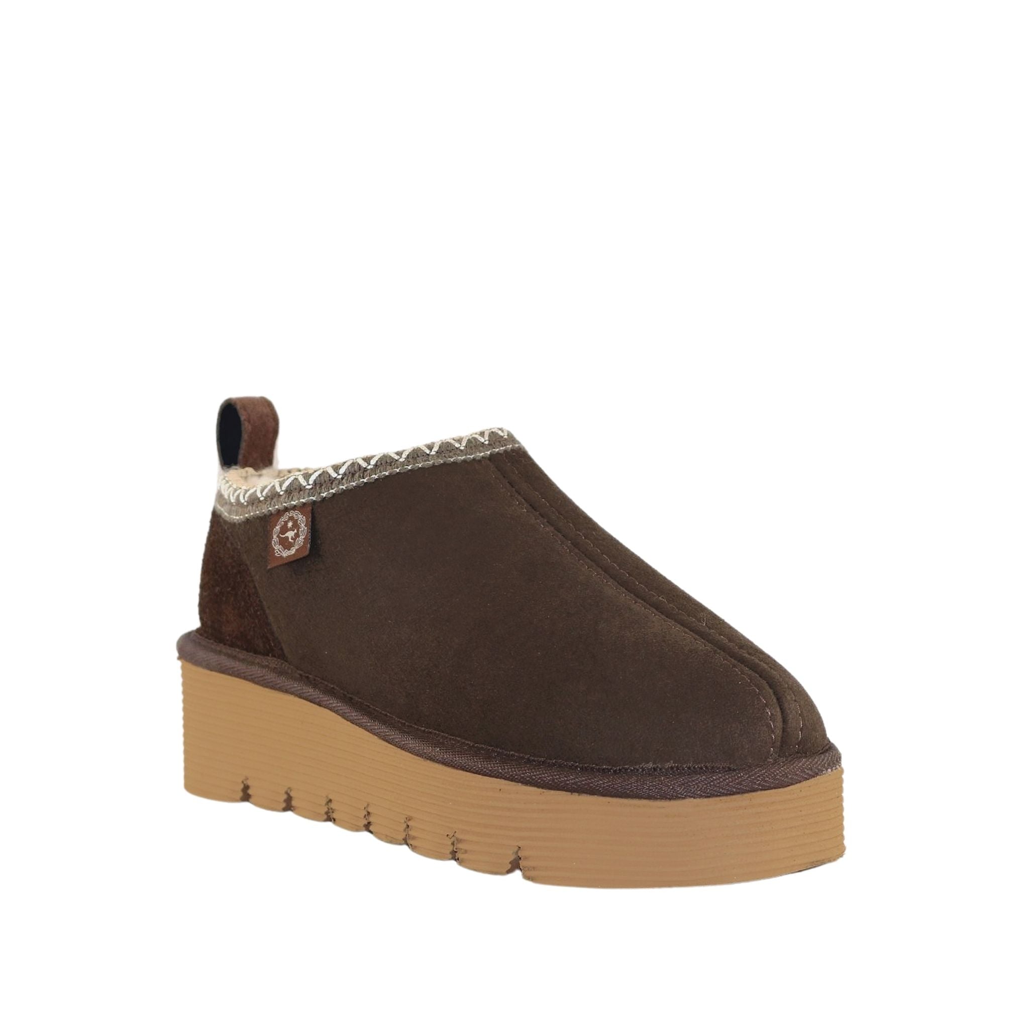 UGG Australia Platform Tasman Tazz Chocolate Chocolate Front 120 Womens Australian Made Sheepskin UGG Slipper