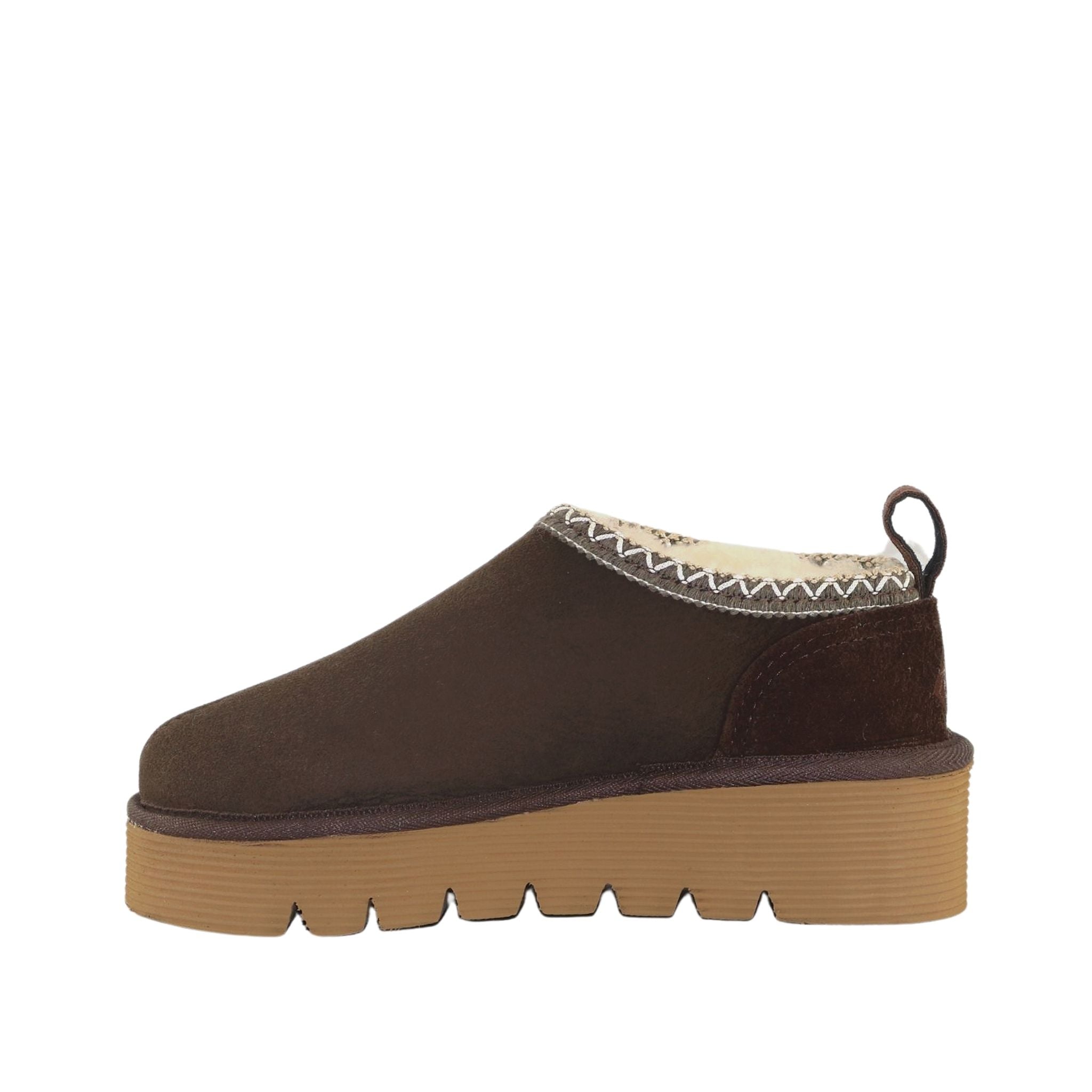 UGG Australia Platform Tasman Tazz Chocolate Chocolate Side Inner Womens Australian Made Sheepskin UGG Slipper