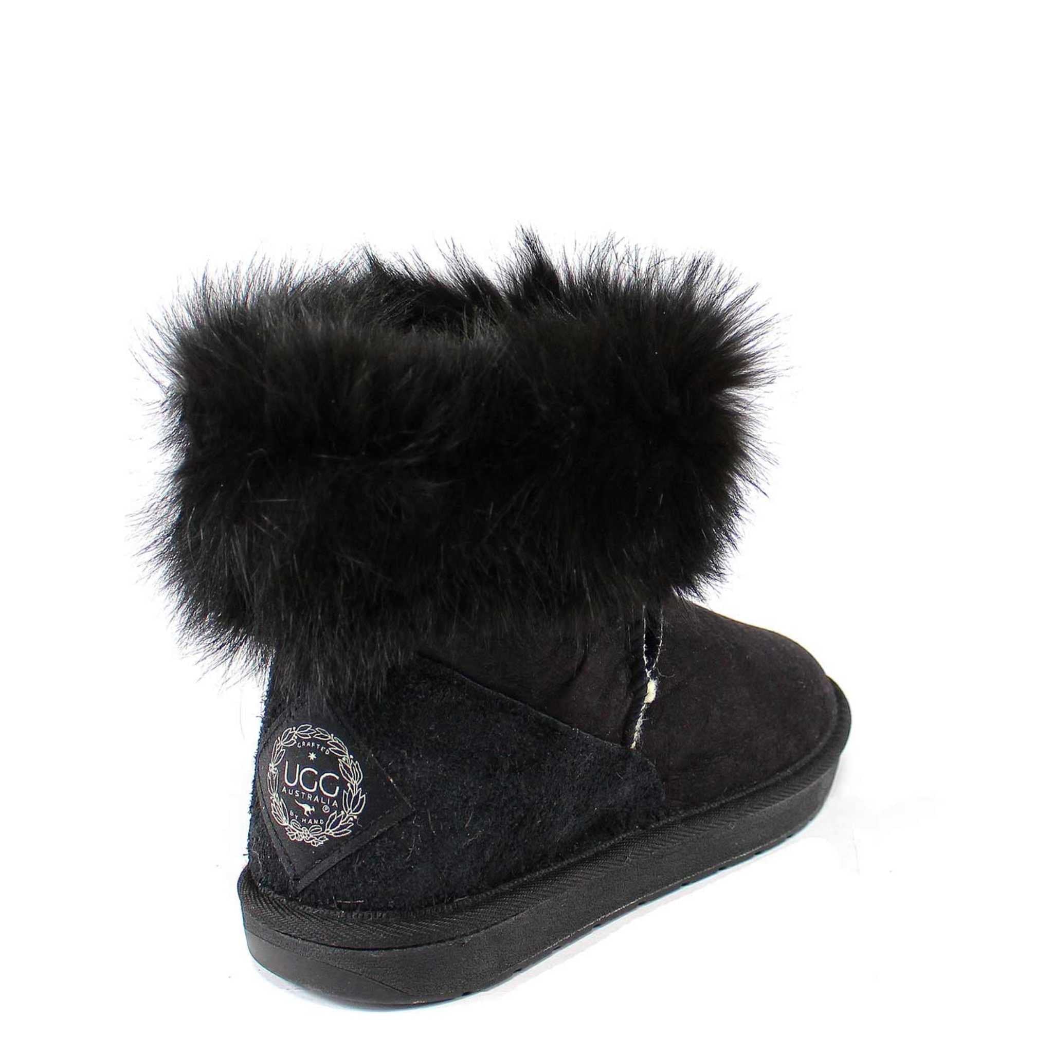 UGG Australia Premium Fox Mini Black Back Twinface Sheepskin Australian Made UGG Boot