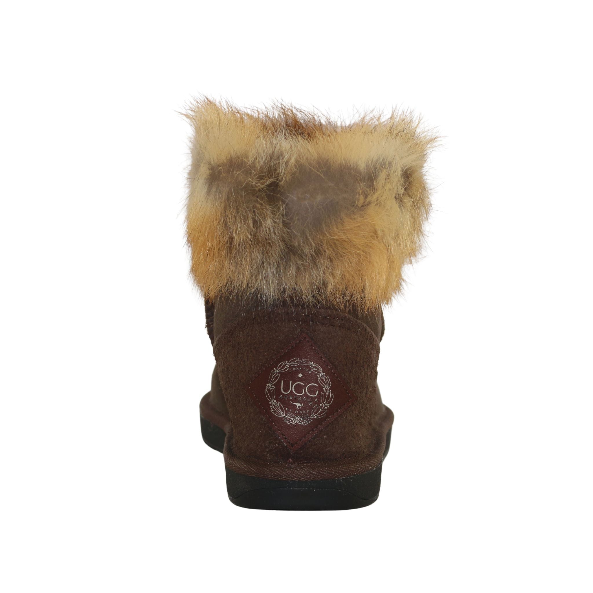 UGG Australia Premium Fox Mini Chocolate Back Womens Australian Made Sheepskin UGG Boot