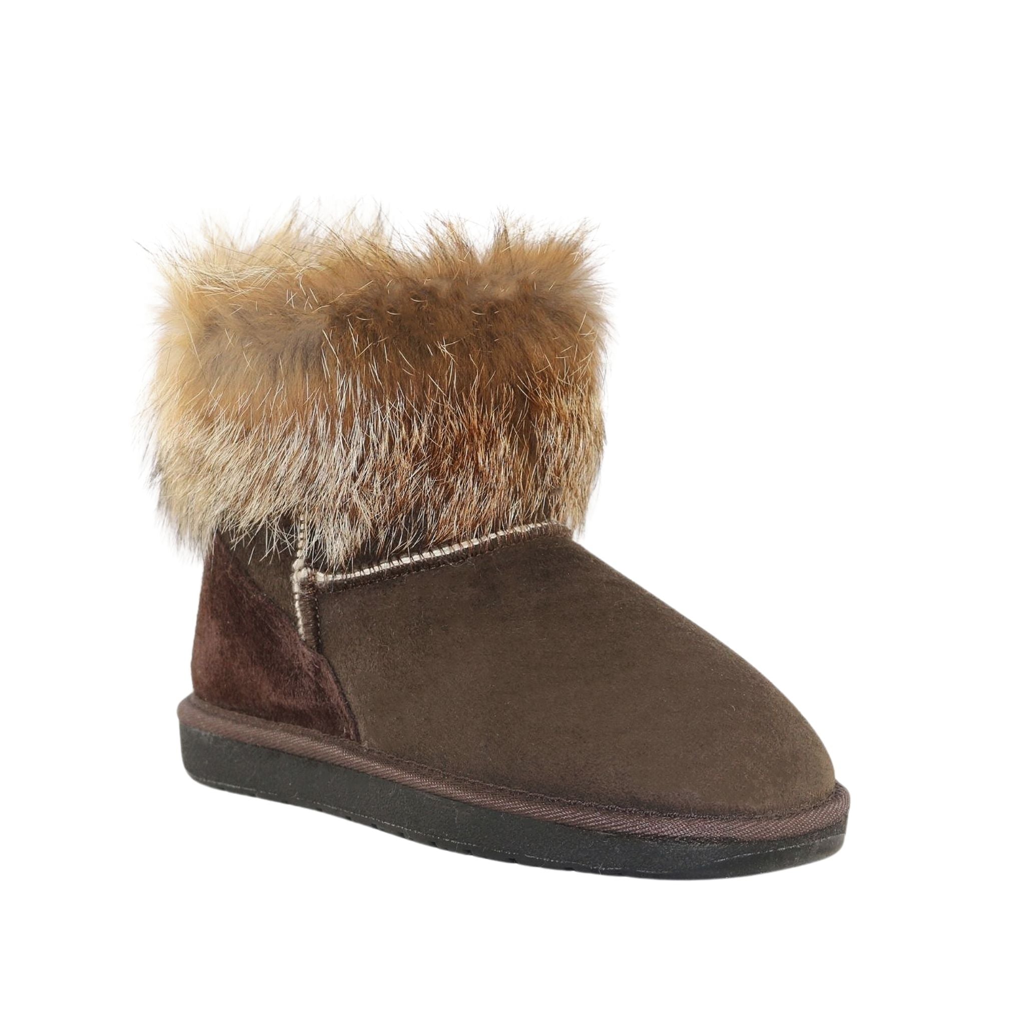 UGG Australia Premium Fox Mini Chocolate Front 120 Womens Australian Made Sheepskin UGG Boot