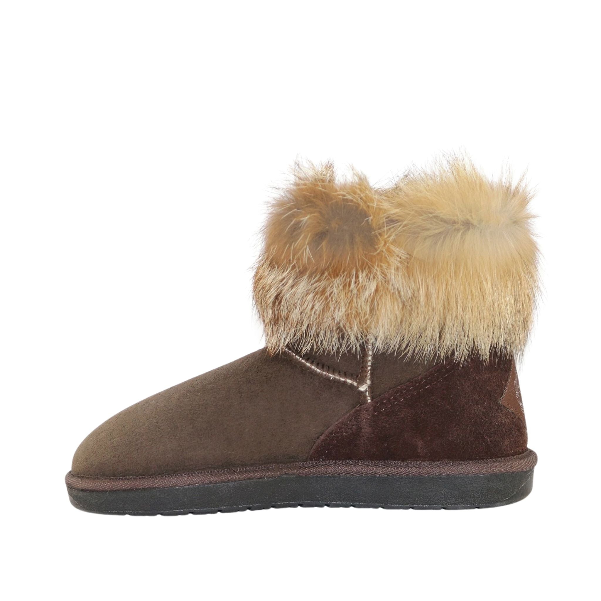UGG Australia Premium Fox Mini Chocolate Side Inner Womens Australian Made Sheepskin UGG Boot