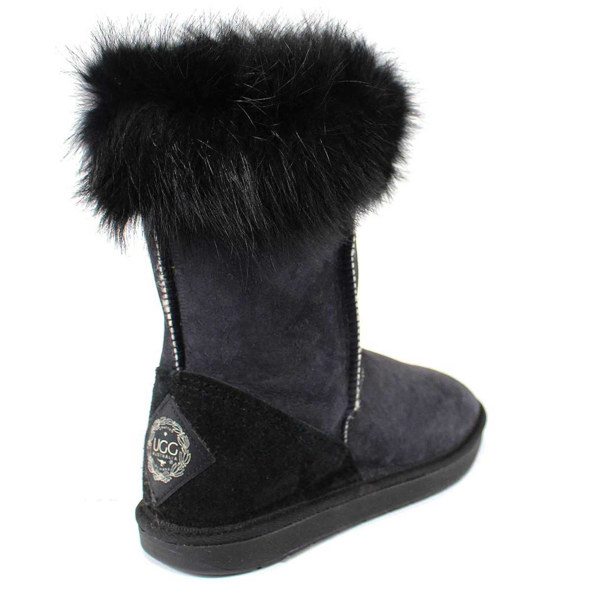UGG Australia Premium Fox Short Black Back Twinface Sheepskin Australian Made UGG Boot