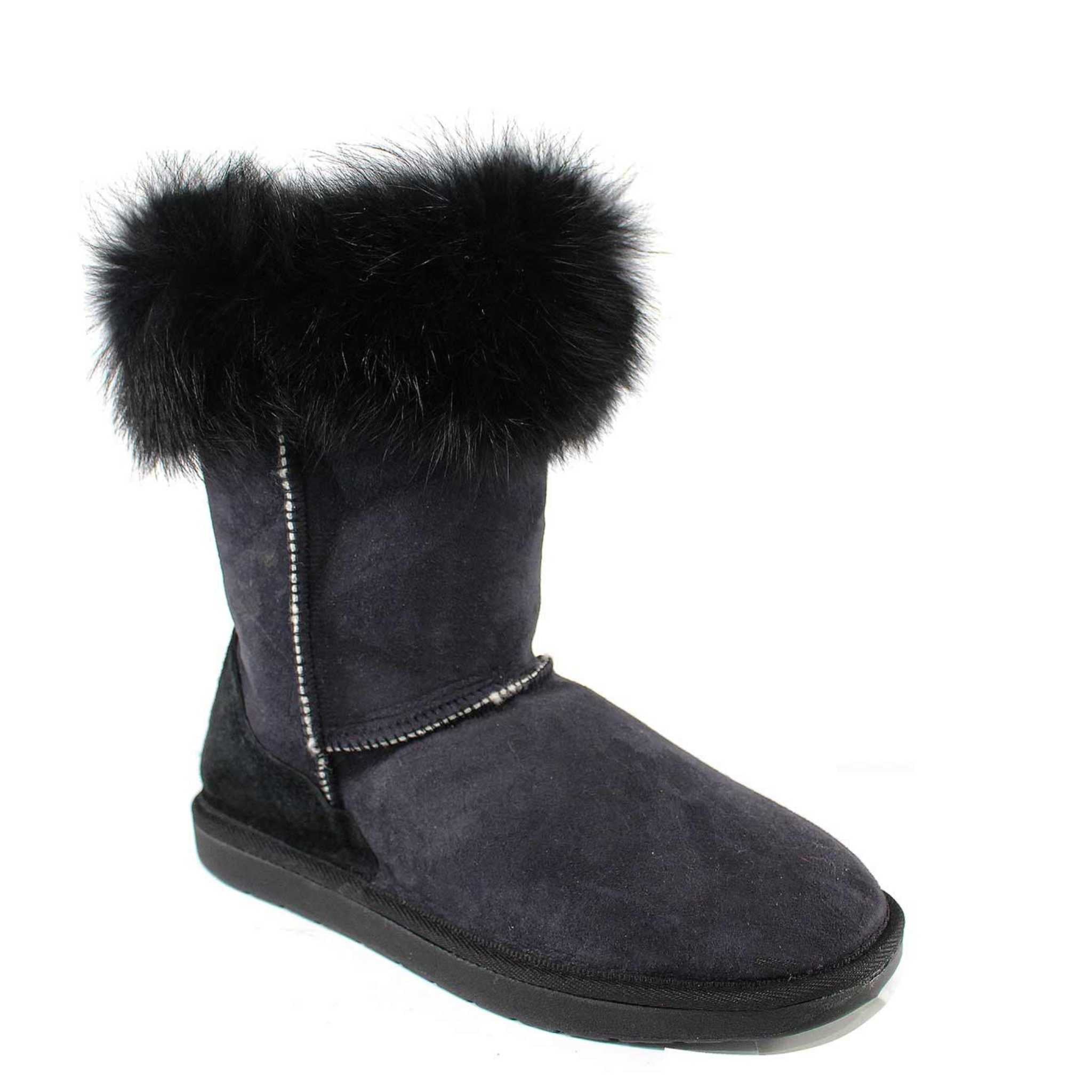 UGG Australia Premium Fox Short Black Front Twinface Sheepskin Australian Made UGG Boot