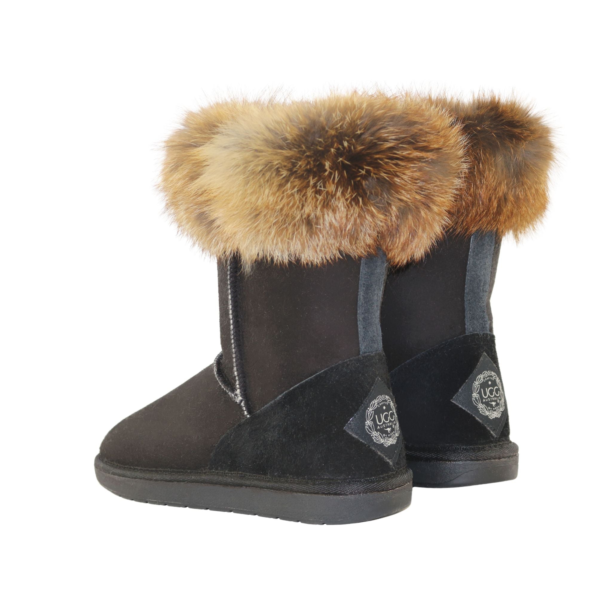 UGG Australia Premium Fox Short Black Red Pairs Back Womens Australian Made Sheepskin UGG Boot