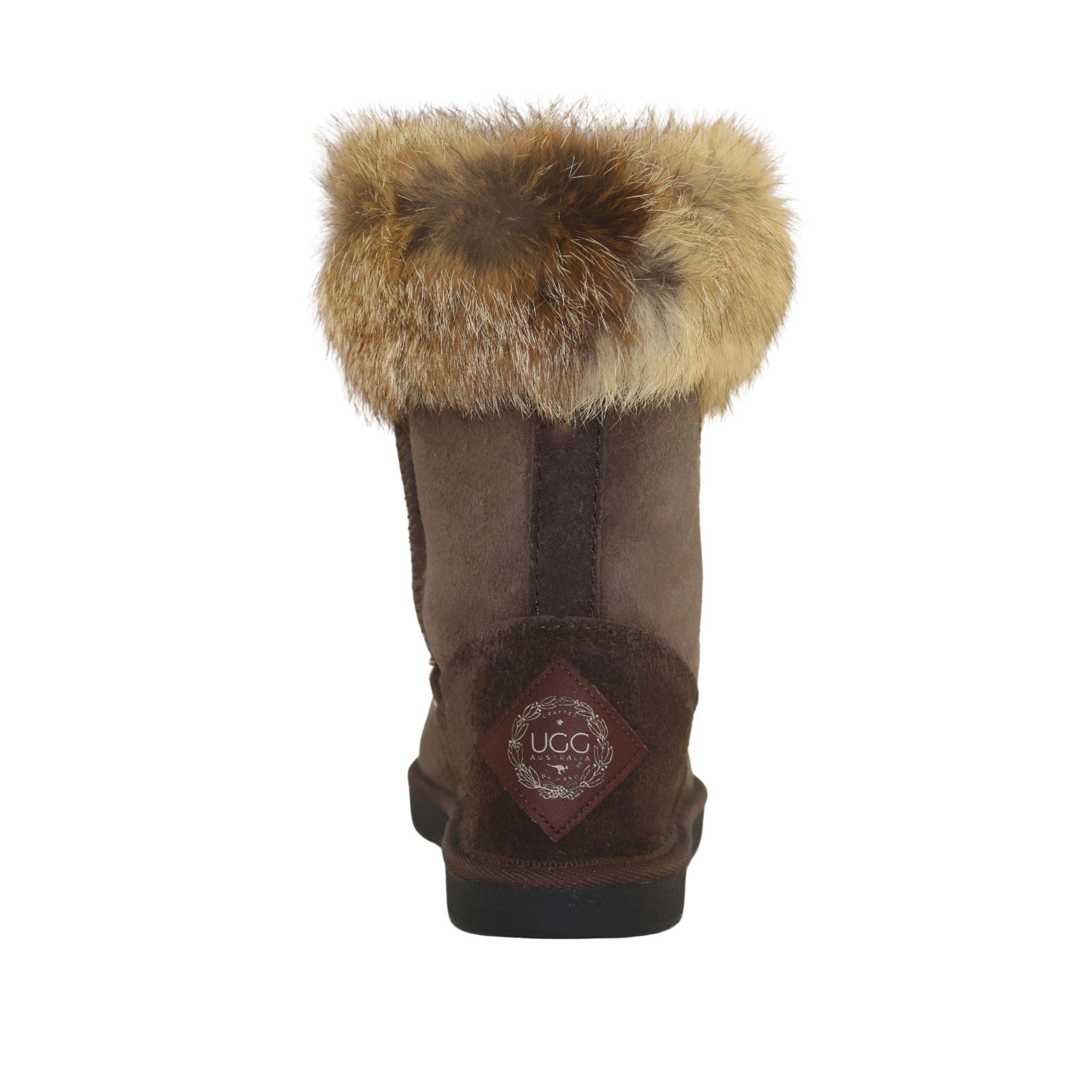 UGG Australia Premium Fox Short Chocolate Back Womens Australian Made Sheepskin UGG Boot